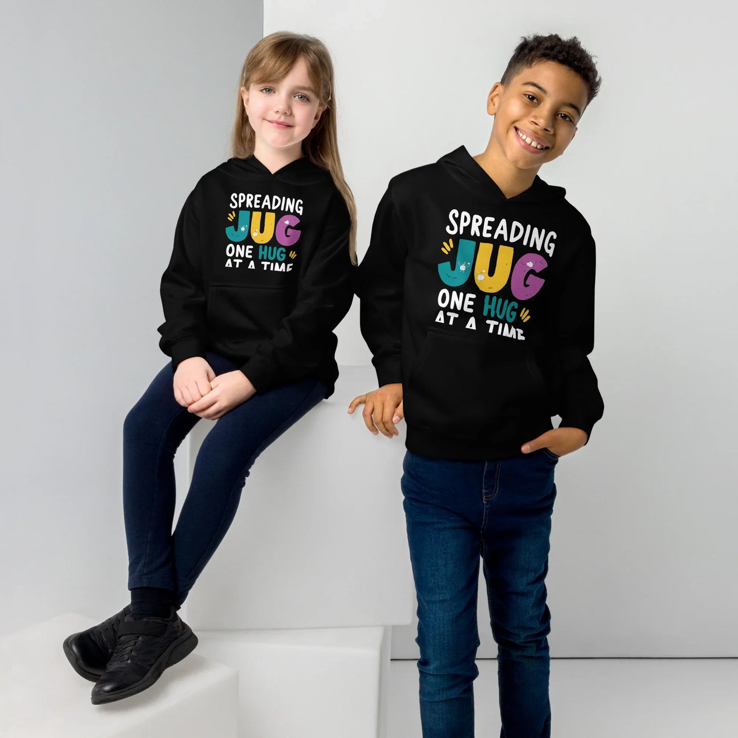 Spreading Joy One Hug At A Time | Kids Fleece Hoodie - AwRans Clothing