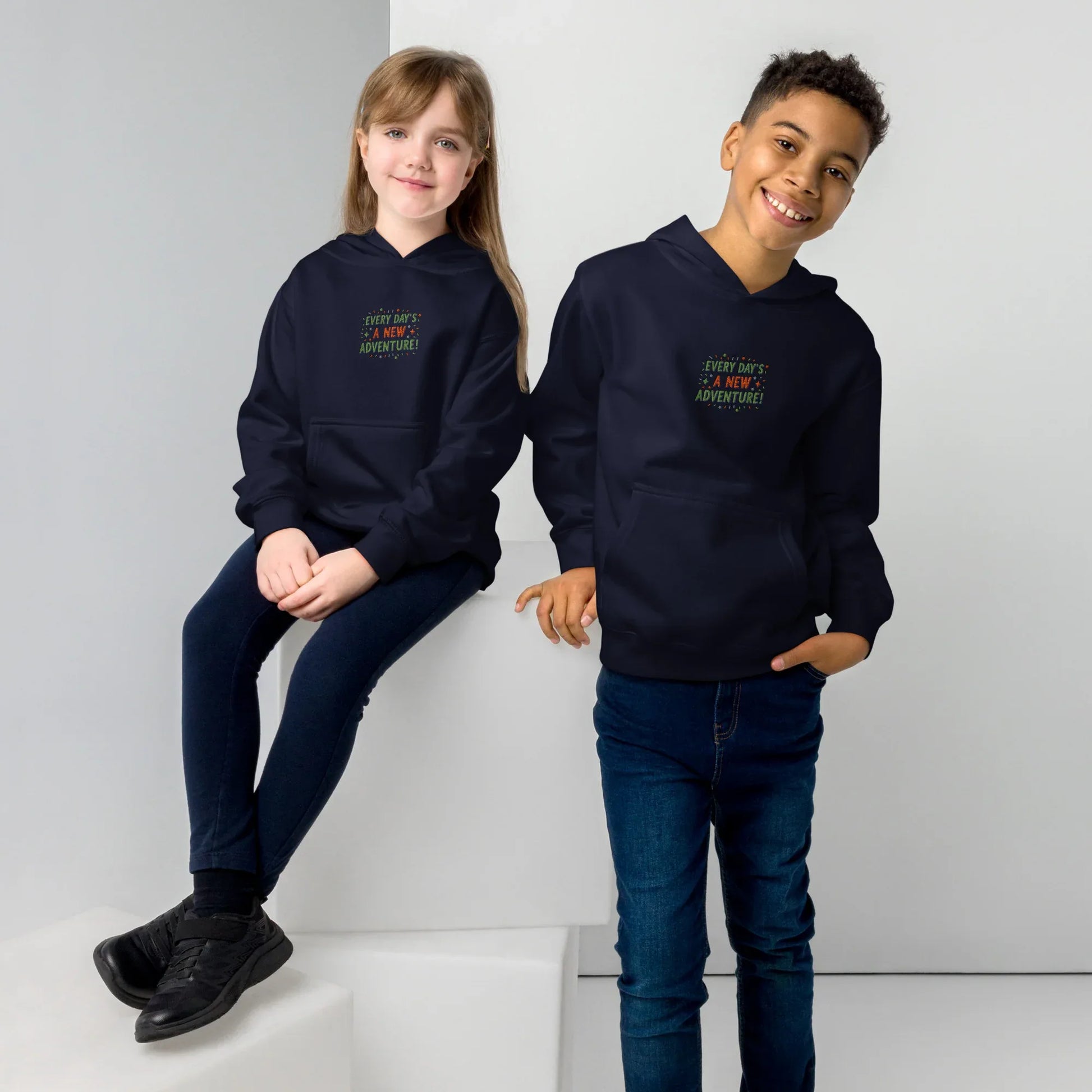 Every Day’s A New Adventure! | Kids Embroidered Fleece Hoodie - AwRans Clothing
