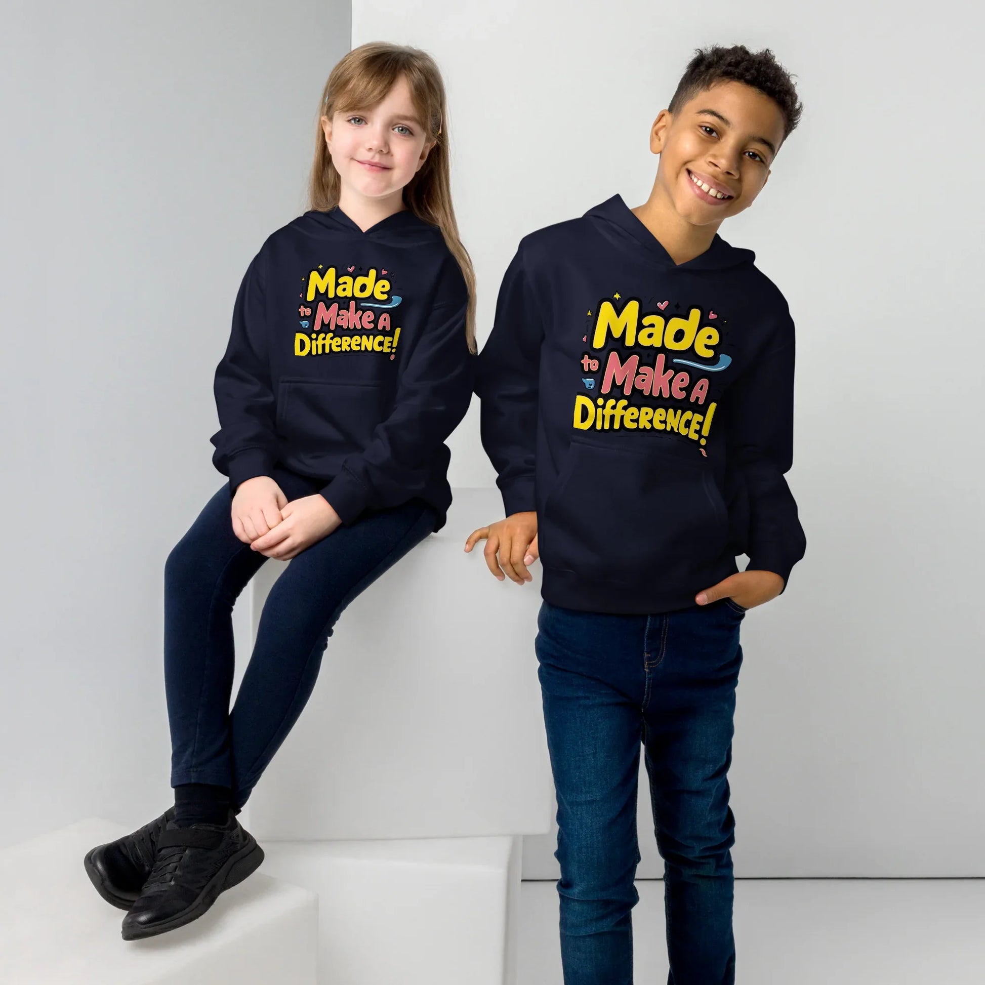 Made To Make A Difference | Kids Fleece Hoodie - AwRans Clothing
