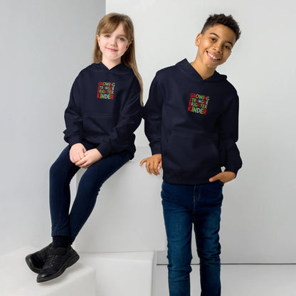 Growing Stronger Brighter Kinder | Kids Embroidered Fleece Hoodie - AwRans Clothing