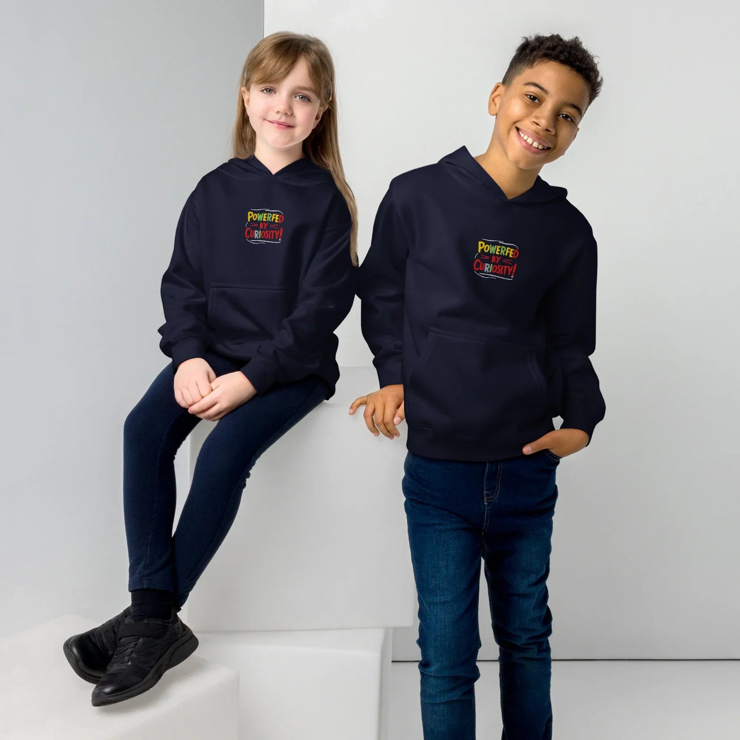 Powered By Curiosity | Kids Embroidered Fleece Hoodie - AwRans Clothing