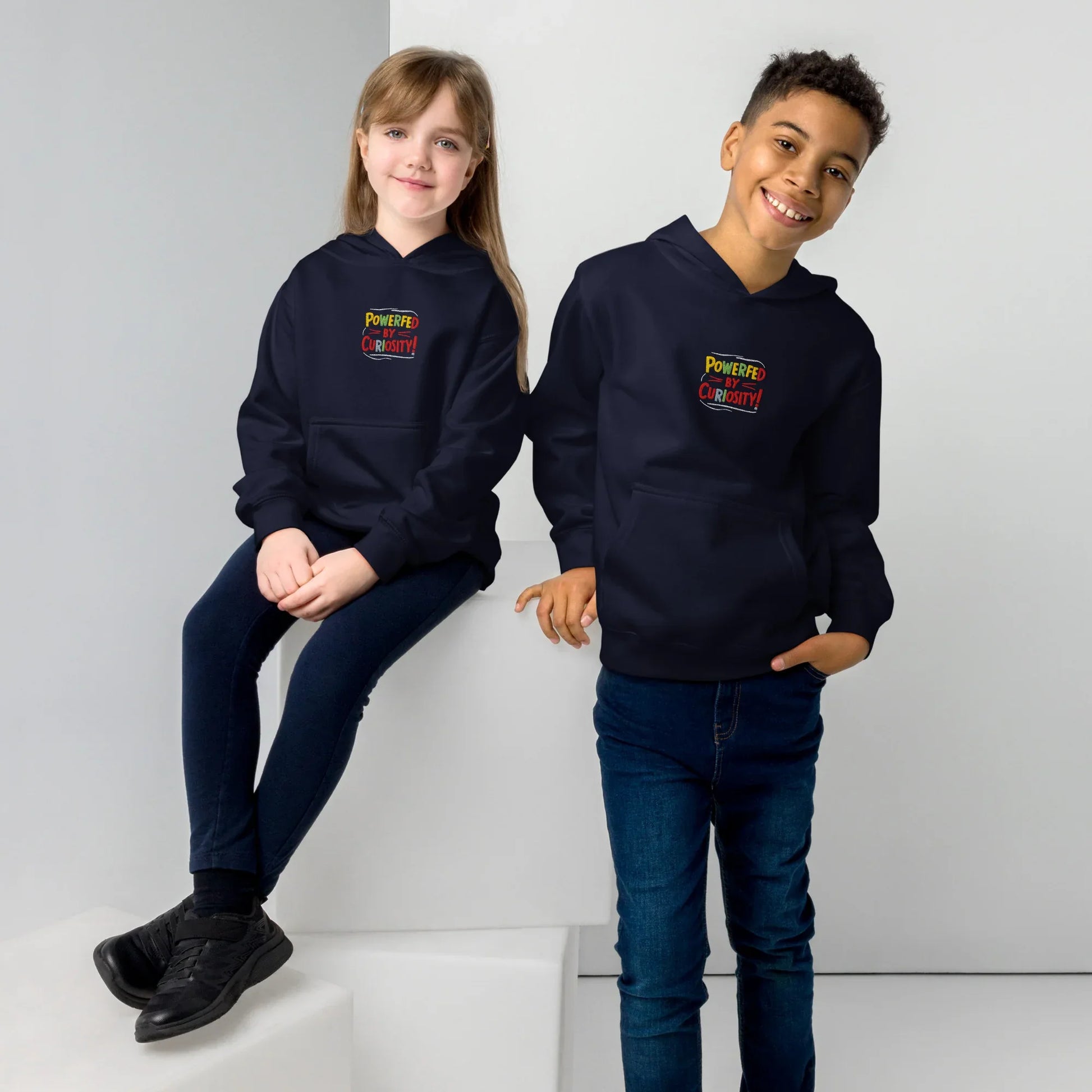 Powered By Curiosity | Kids Embroidered Fleece Hoodie - AwRans Clothing