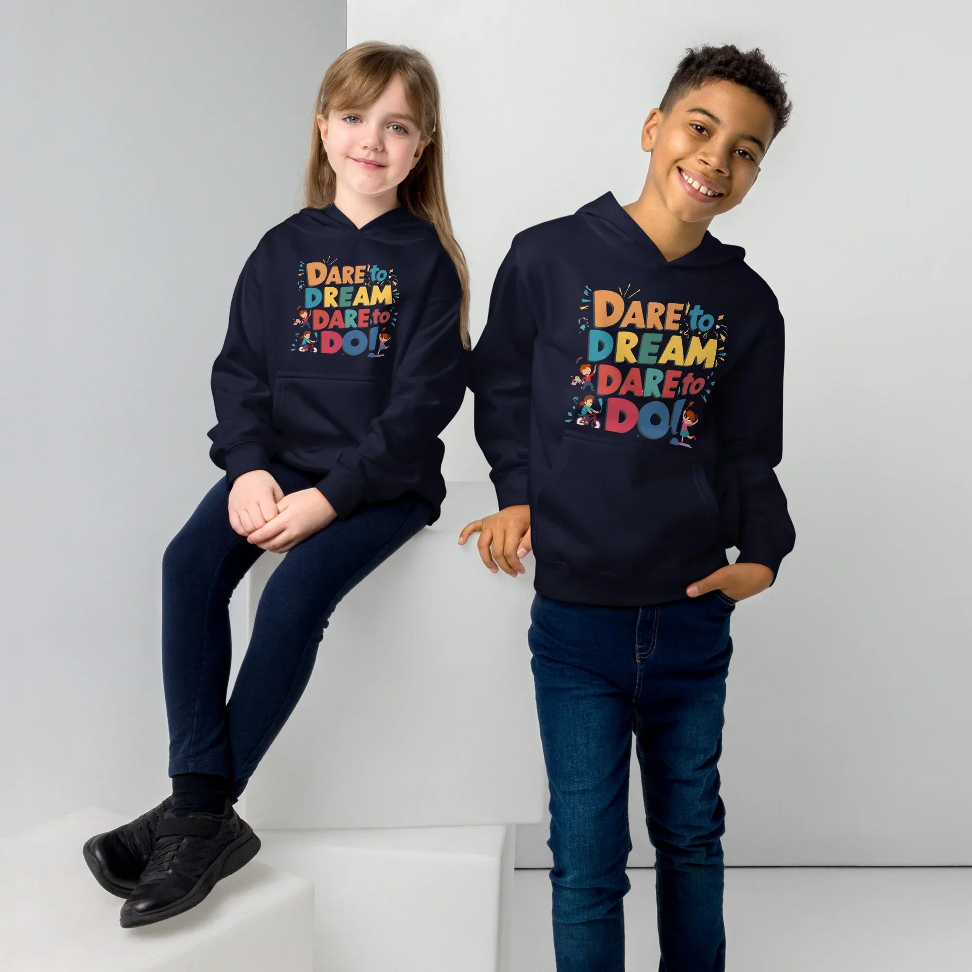 Dare To Dream Dare To Do! | Kids Fleece Hoodie - AwRans Clothing