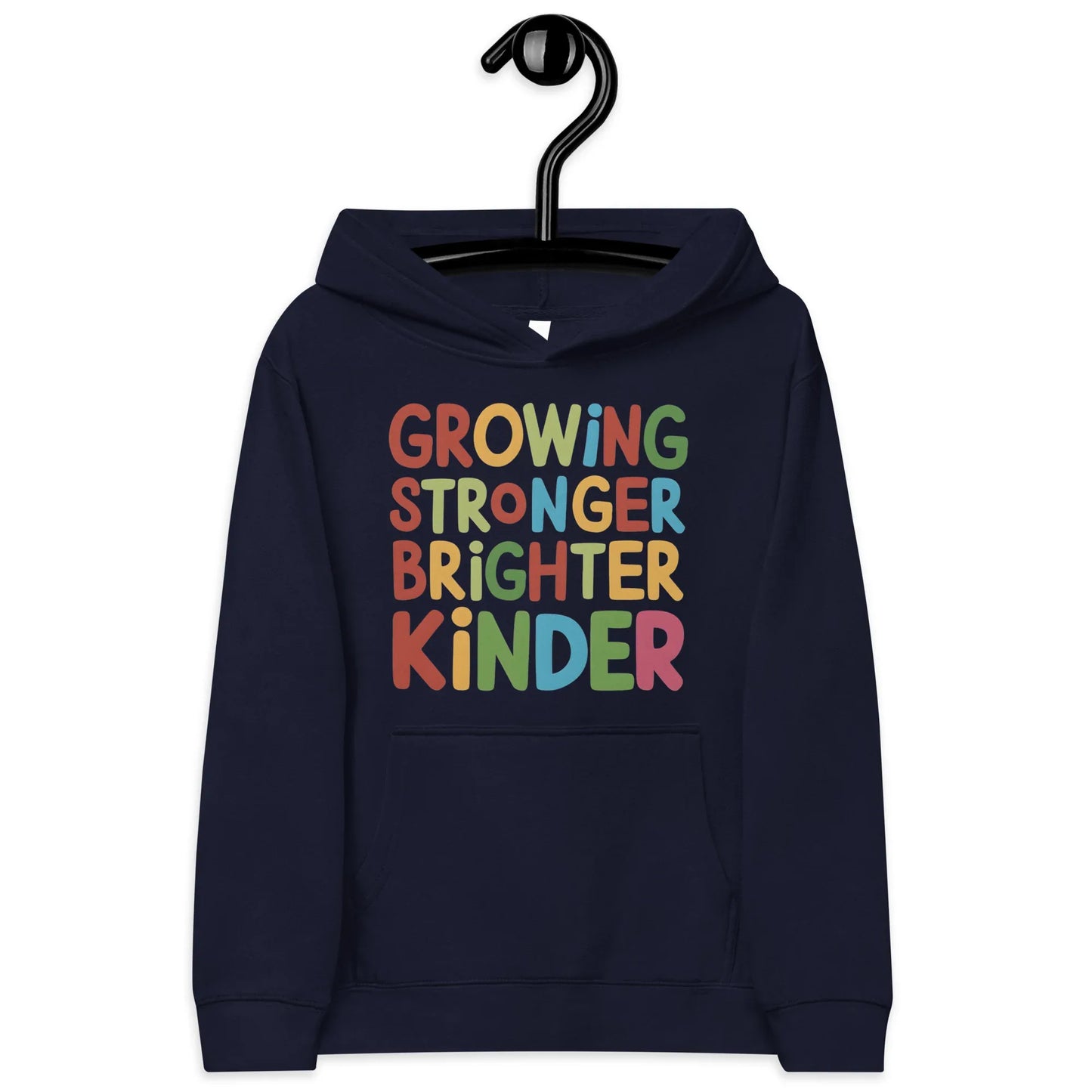 Growing Stronger Brighter Kinder | Kids Fleece Hoodie - AwRans Clothing