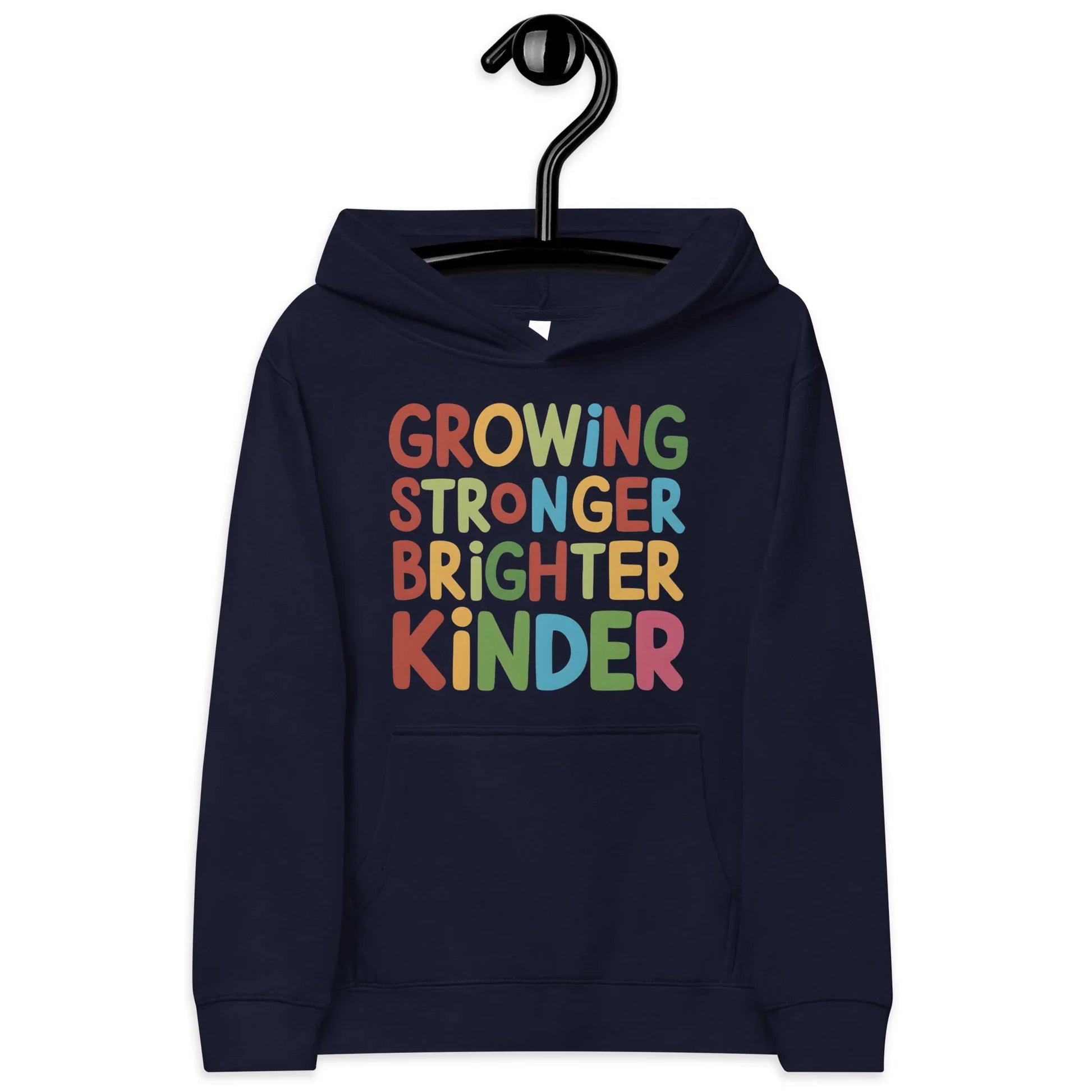 Growing Stronger Brighter Kinder | Kids Fleece Hoodie - AwRans Clothing