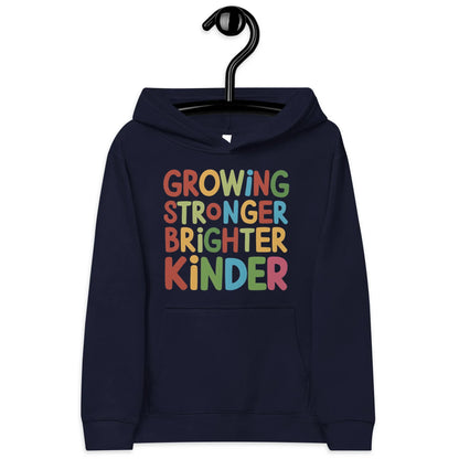 Growing Stronger Brighter Kinder | Kids Fleece Hoodie - AwRans Clothing