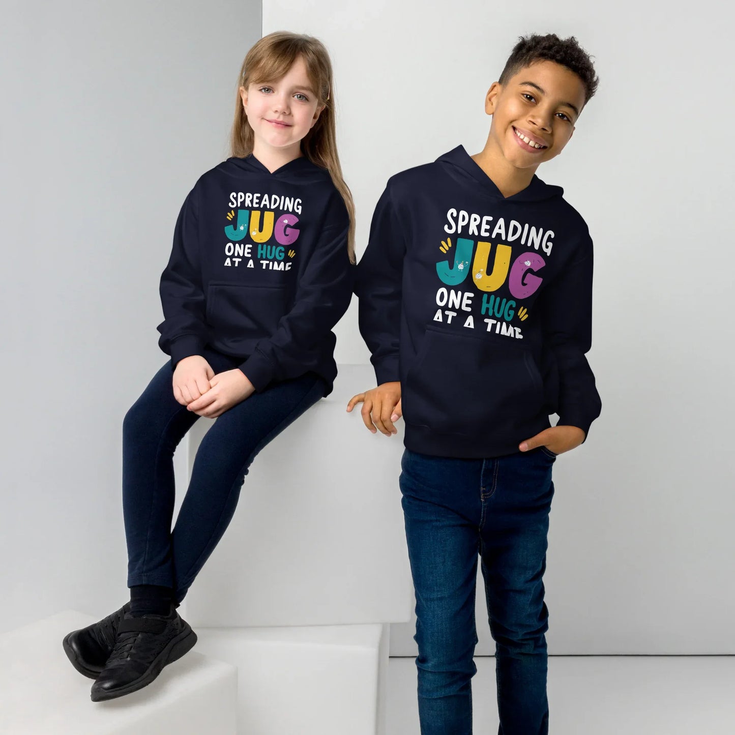 Spreading Joy One Hug At A Time | Kids Fleece Hoodie - AwRans Clothing