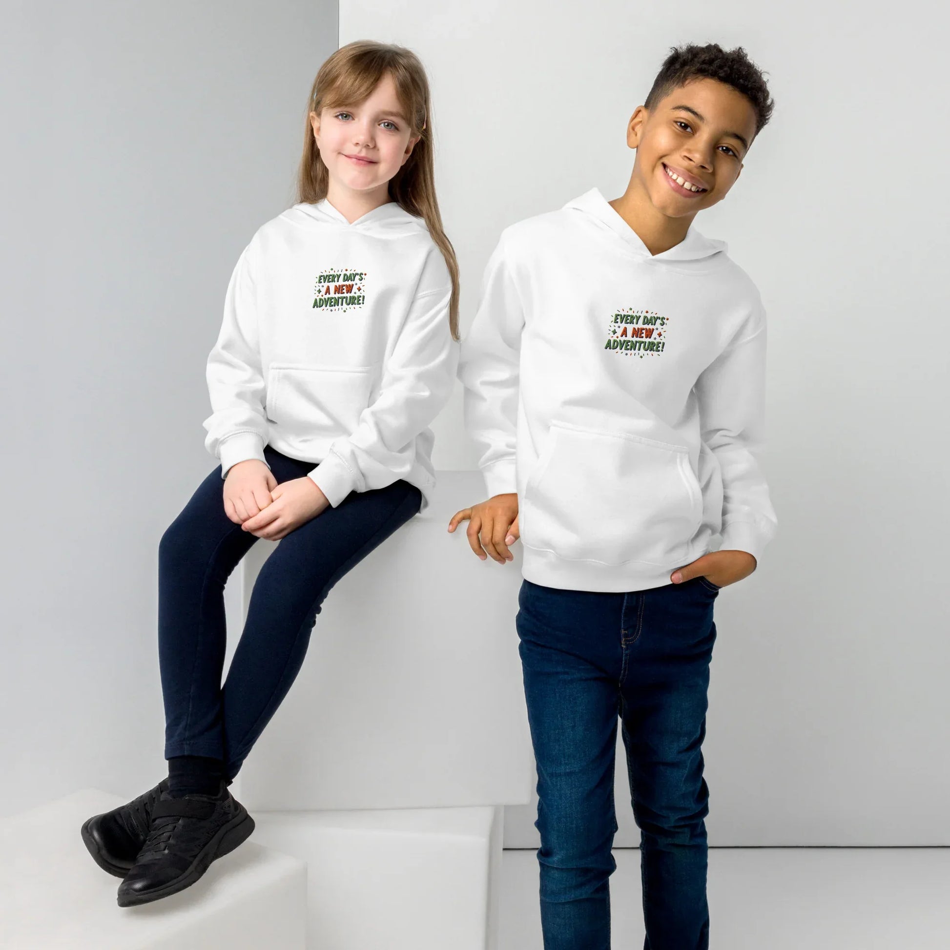 Every Day’s A New Adventure! | Kids Embroidered Fleece Hoodie - AwRans Clothing