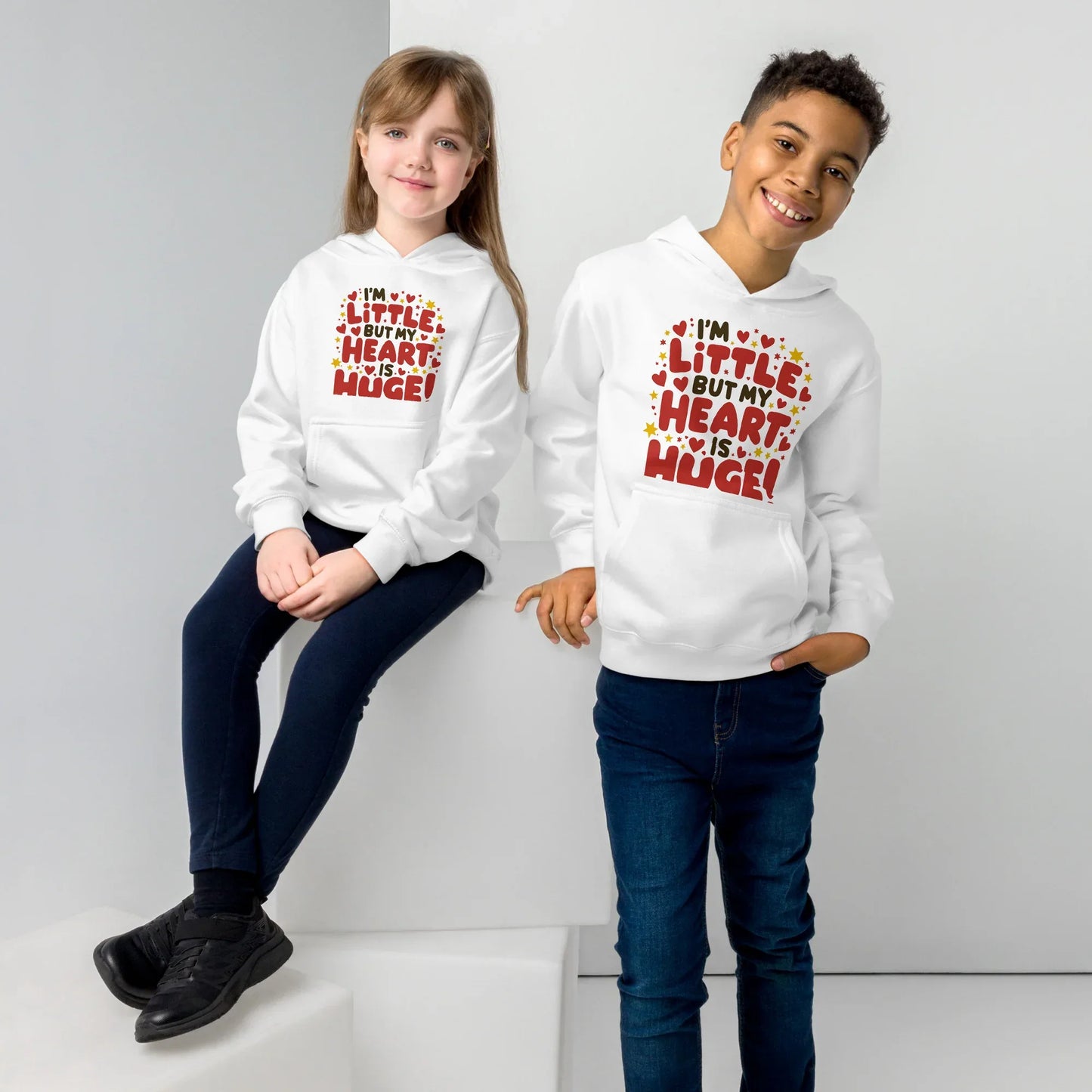 I’m Little But My Heart Is Huge! | Kids Fleece Hoodie - AwRans Clothing
