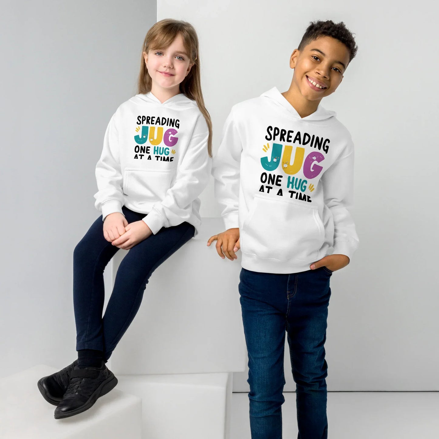 Spreading Joy One Hug At A Time | Kids Fleece Hoodie - AwRans Clothing
