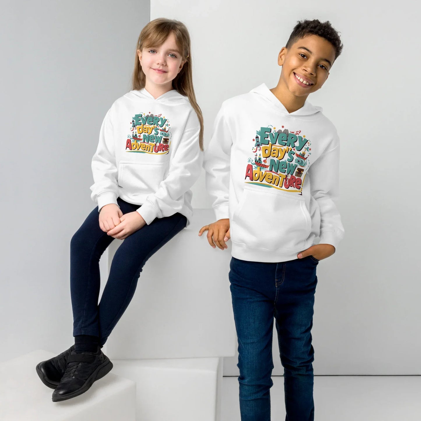 Every Day’s New Adventure | Kids Fleece Hoodie - AwRans Clothing