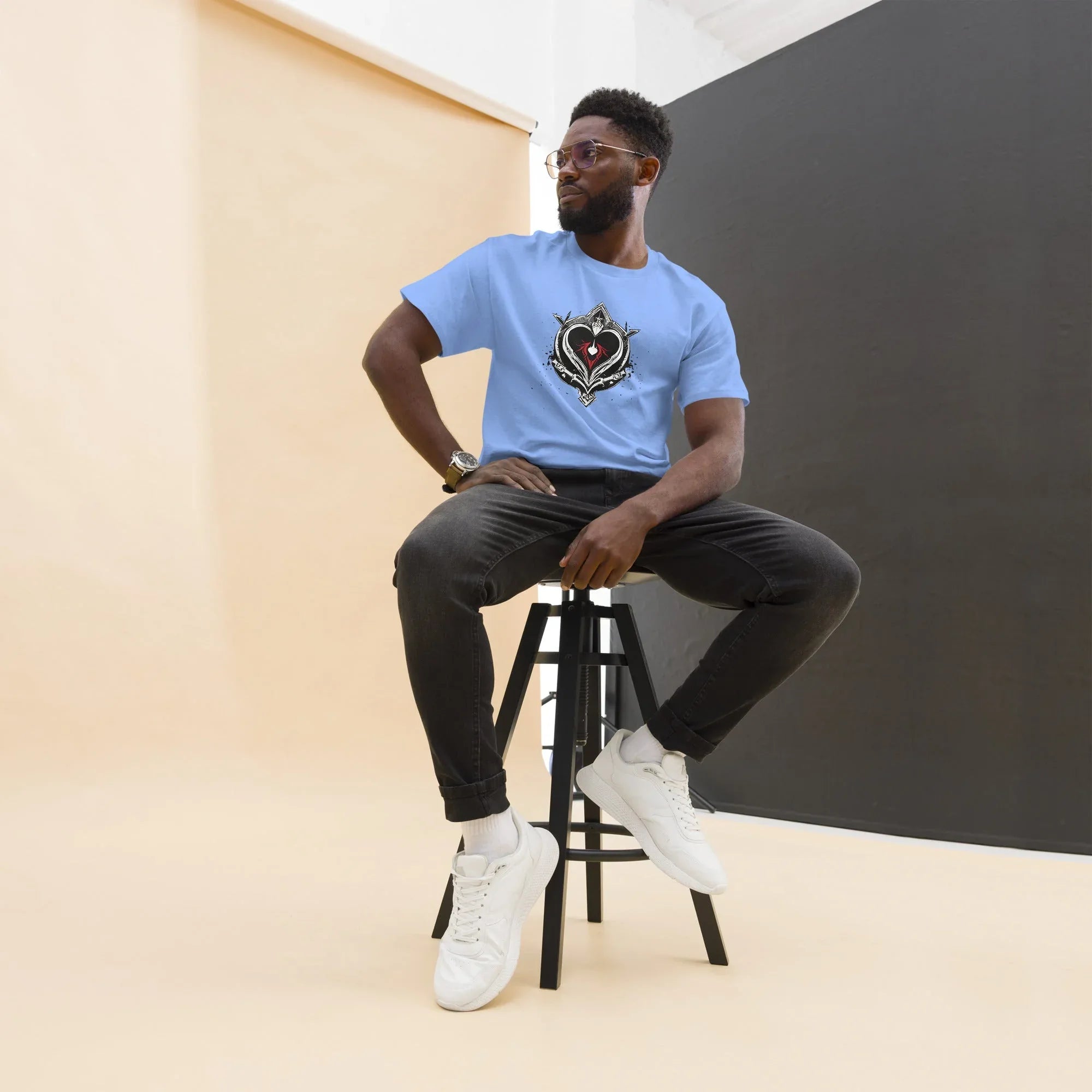 Men's | Black Heart Candle Classic Tee Carolina Blue t-shirt AwRans Clothing mens-classic-tee-carolina-blue-front-65f2ad6d76e87
