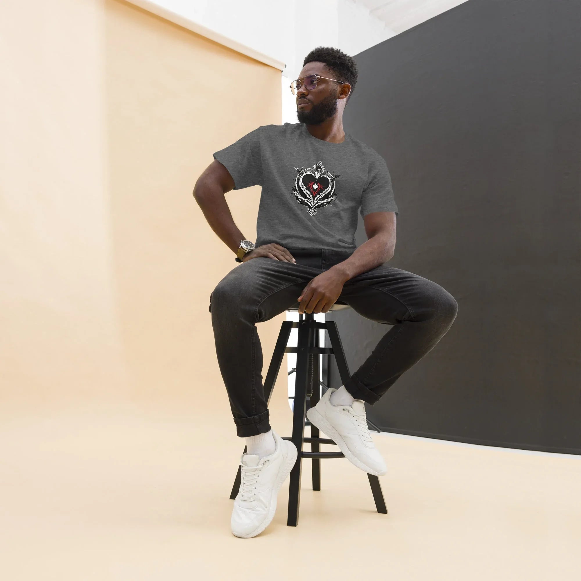 Men's | Black Heart Candle Classic Tee Dark Heather t-shirt AwRans Clothing mens-classic-tee-dark-heather-front-65f2ad6d4f9d1