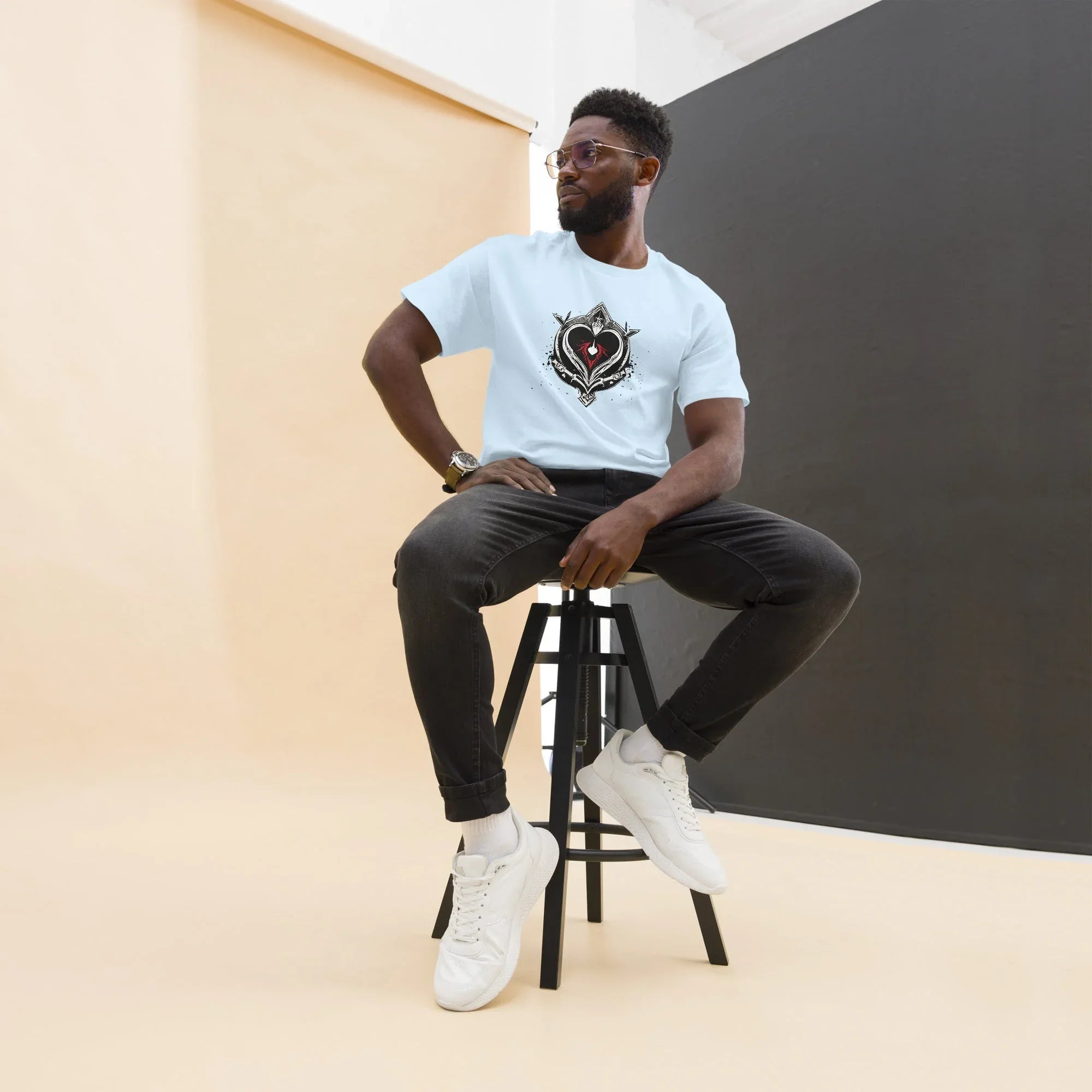 Men's | Black Heart Candle Classic Tee Light Blue t-shirt AwRans Clothing mens-classic-tee-light-blue-front-65f2ad6da8b44