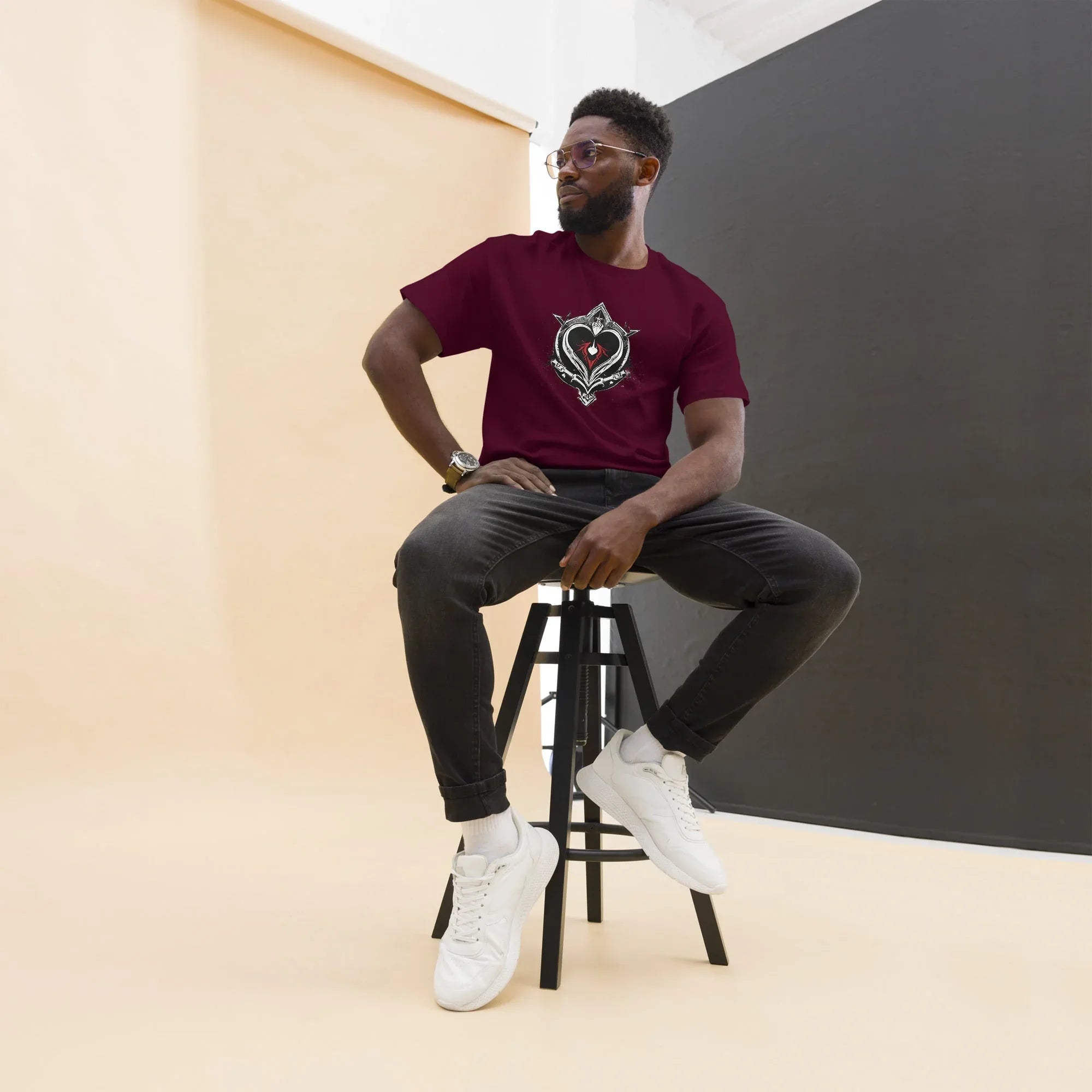 Men's | Black Heart Candle Classic Tee Maroon t-shirt AwRans Clothing mens-classic-tee-maroon-front-65f2ad6cc2a35