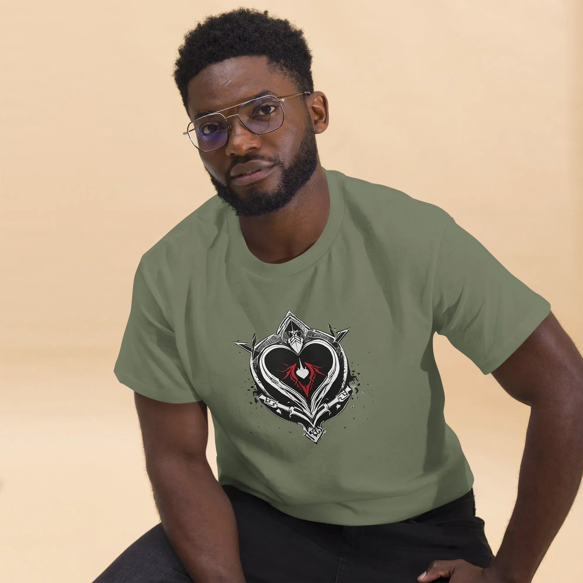 Men's | Black Heart Candle Classic Tee t-shirt AwRans Clothing mens-classic-tee-military-green-front-2-65f2ad6d68135
