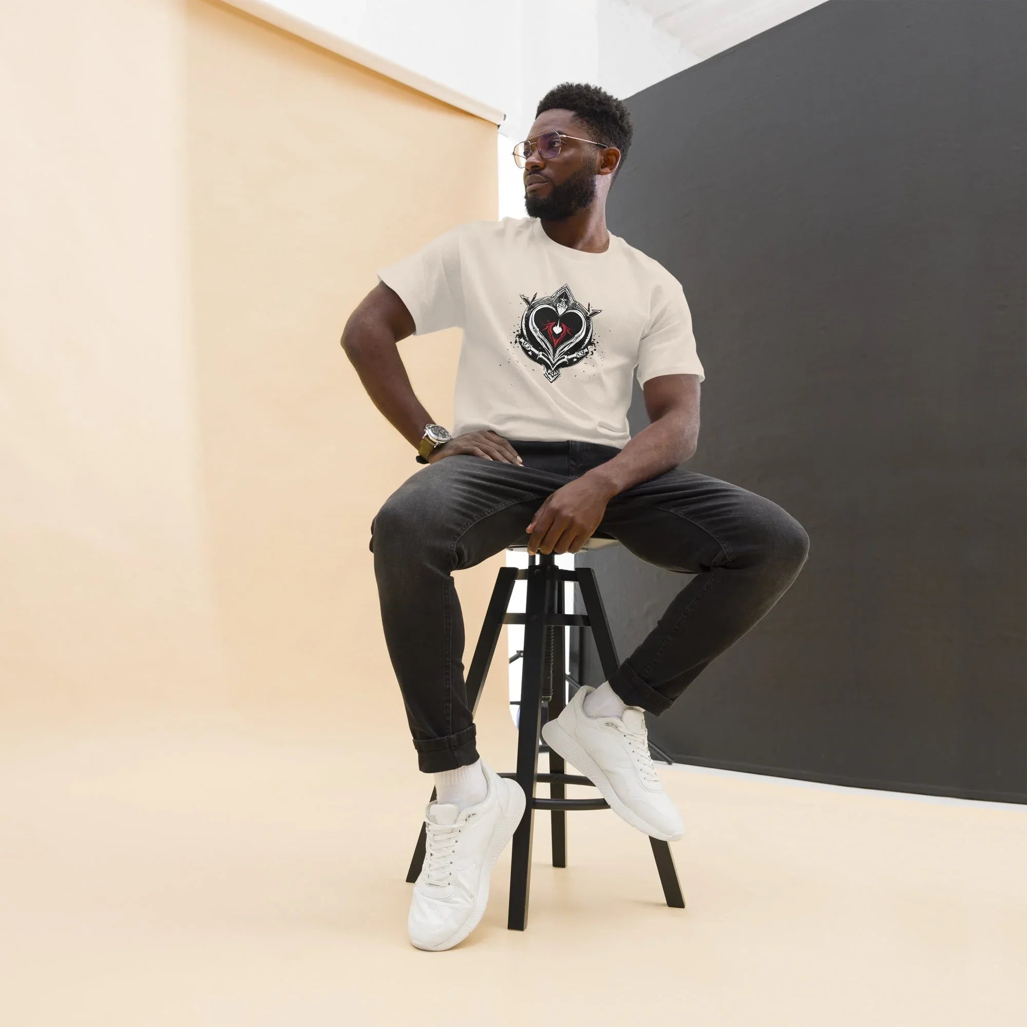 Men's | Black Heart Candle Classic Tee Natural t-shirt AwRans Clothing mens-classic-tee-natural-front-65f2ad6d9e84e