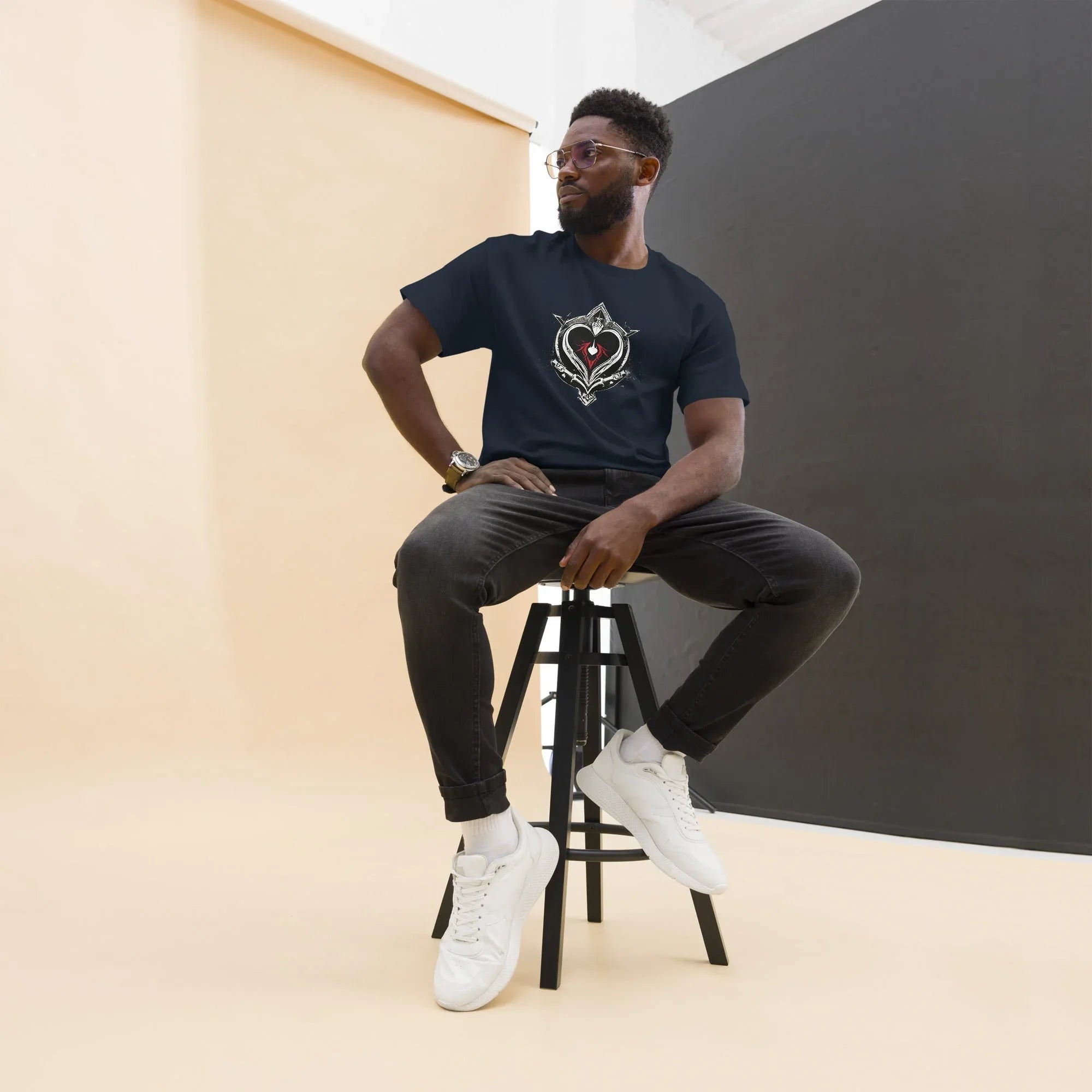 Men's | Black Heart Candle Classic Tee Navy t-shirt AwRans Clothing mens-classic-tee-navy-front-65f2ad6d30f84