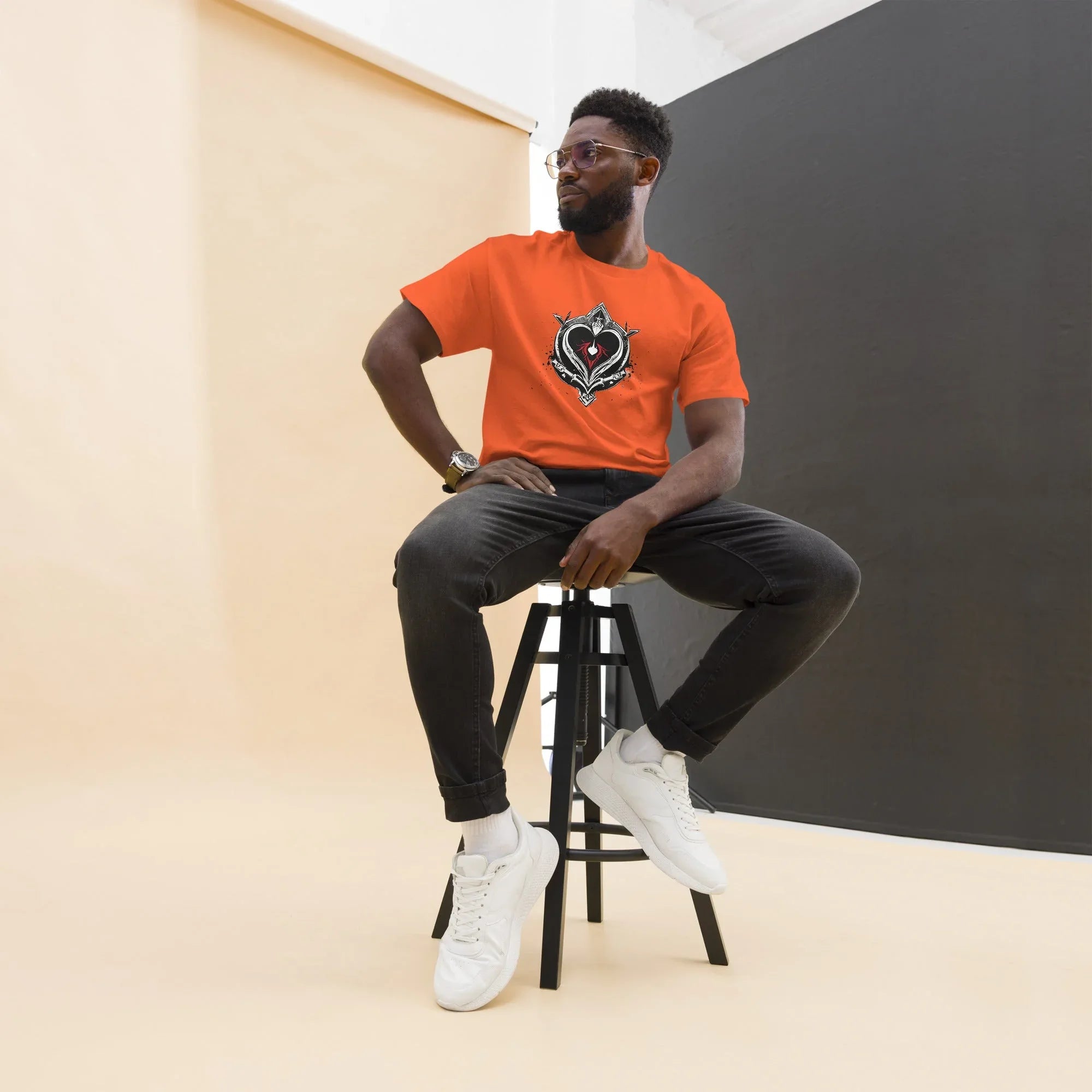 Men's | Black Heart Candle Classic Tee Orange t-shirt AwRans Clothing mens-classic-tee-orange-front-65f2ad6d6d787