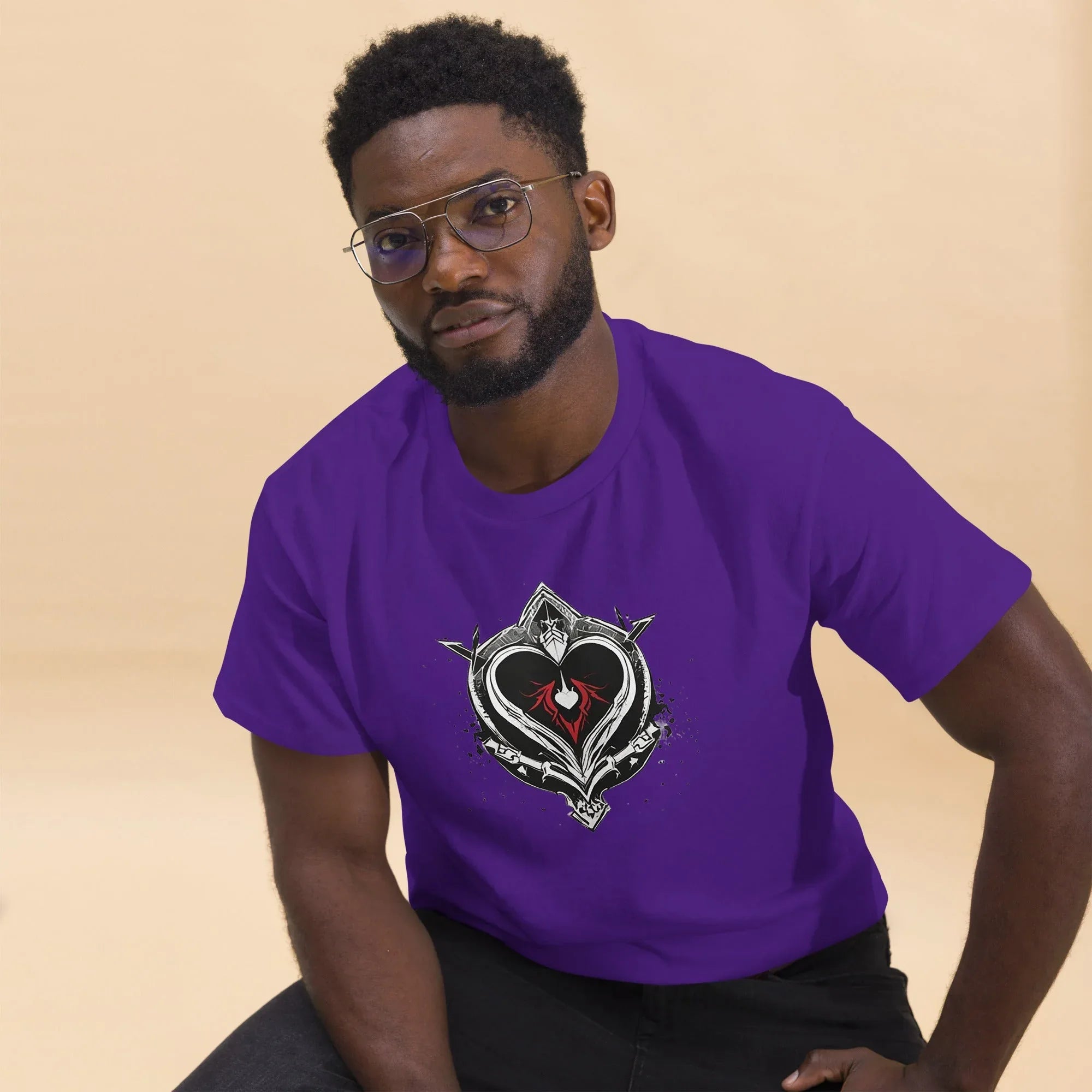 Men's | Black Heart Candle Classic Tee t-shirt AwRans Clothing mens-classic-tee-purple-front-2-65f2ad6d356c7