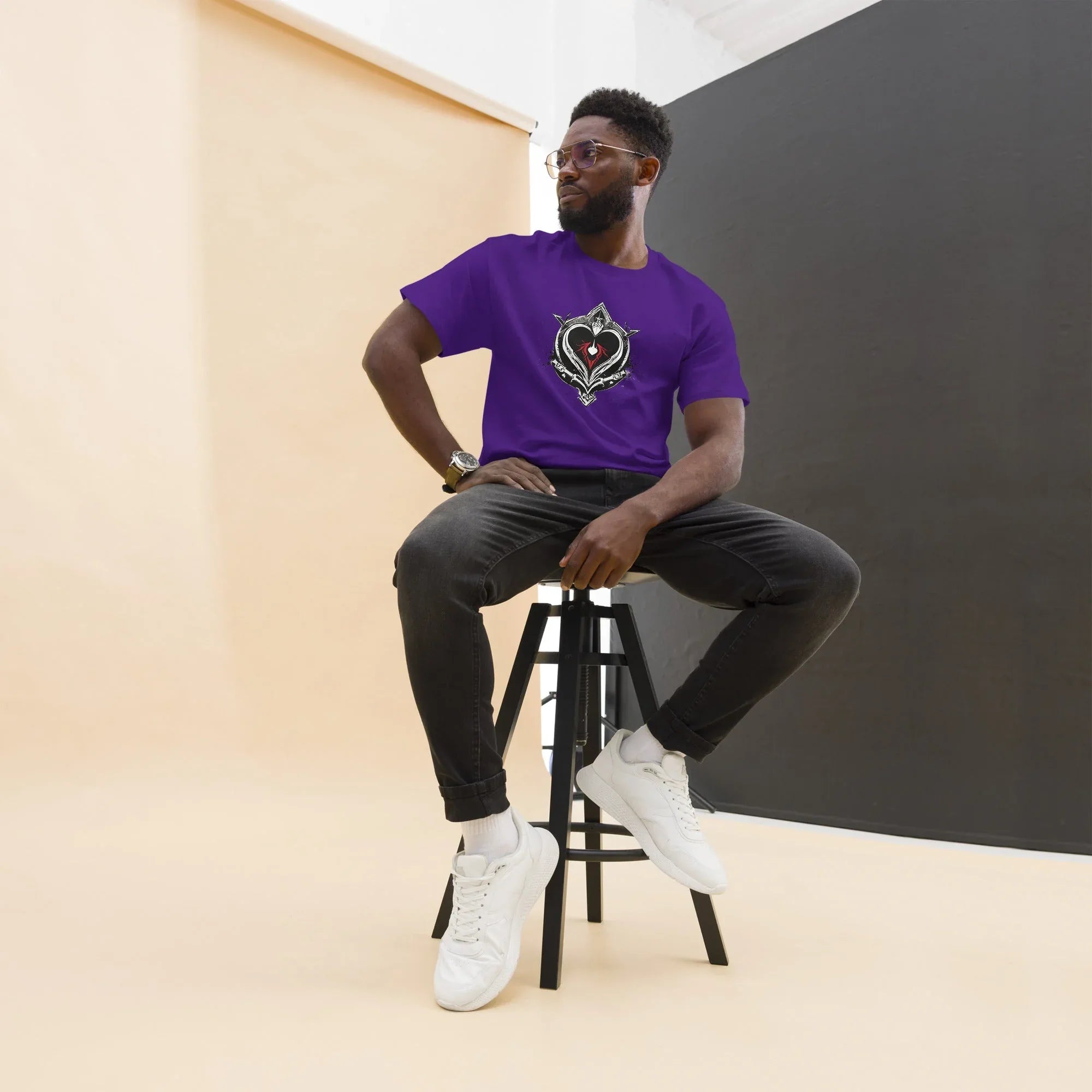 Men's | Black Heart Candle Classic Tee Purple t-shirt AwRans Clothing mens-classic-tee-purple-front-65f2ad6d33f4d