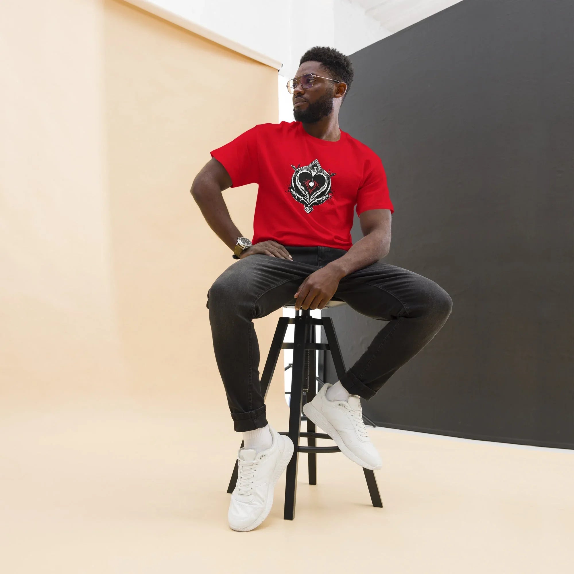 Men's | Black Heart Candle Classic Tee Red t-shirt AwRans Clothing mens-classic-tee-red-front-65f2ad6d36fab
