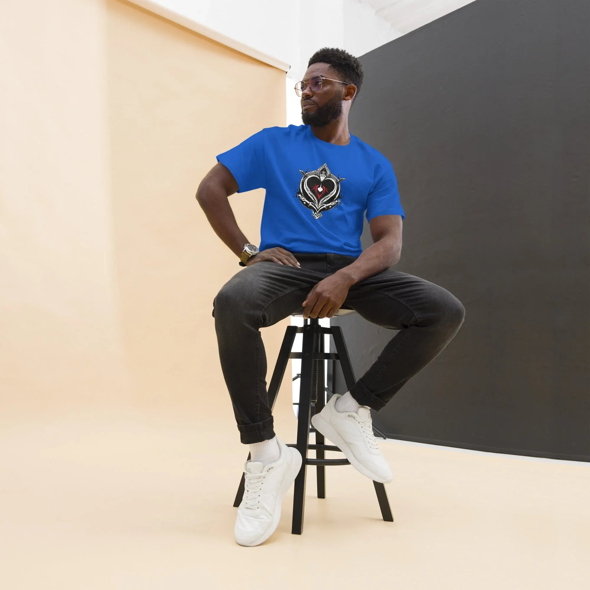Men's | Black Heart Candle Classic Tee Royal t-shirt AwRans Clothing mens-classic-tee-royal-front-65f2ad6d454d1