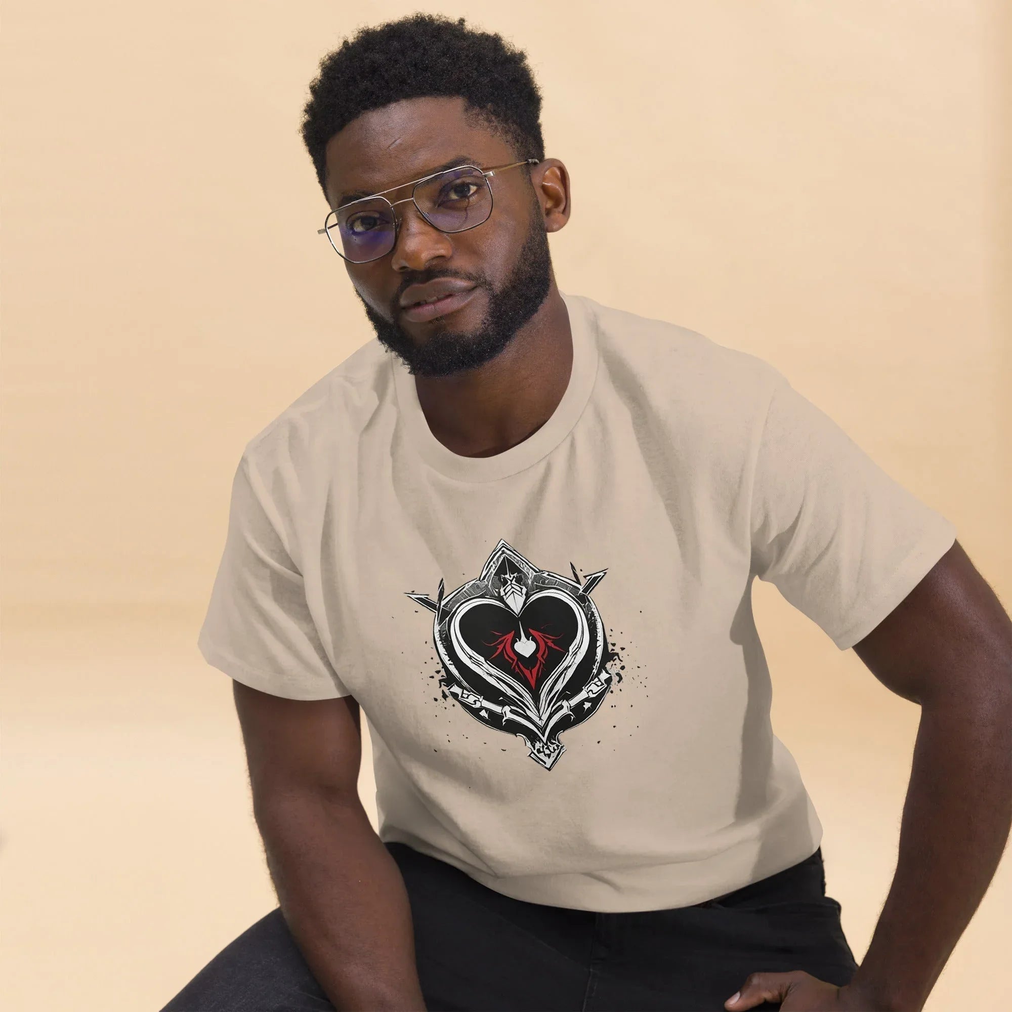 Men's | Black Heart Candle Classic Tee t-shirt AwRans Clothing mens-classic-tee-sand-front-2-65f2ad6d90f7f