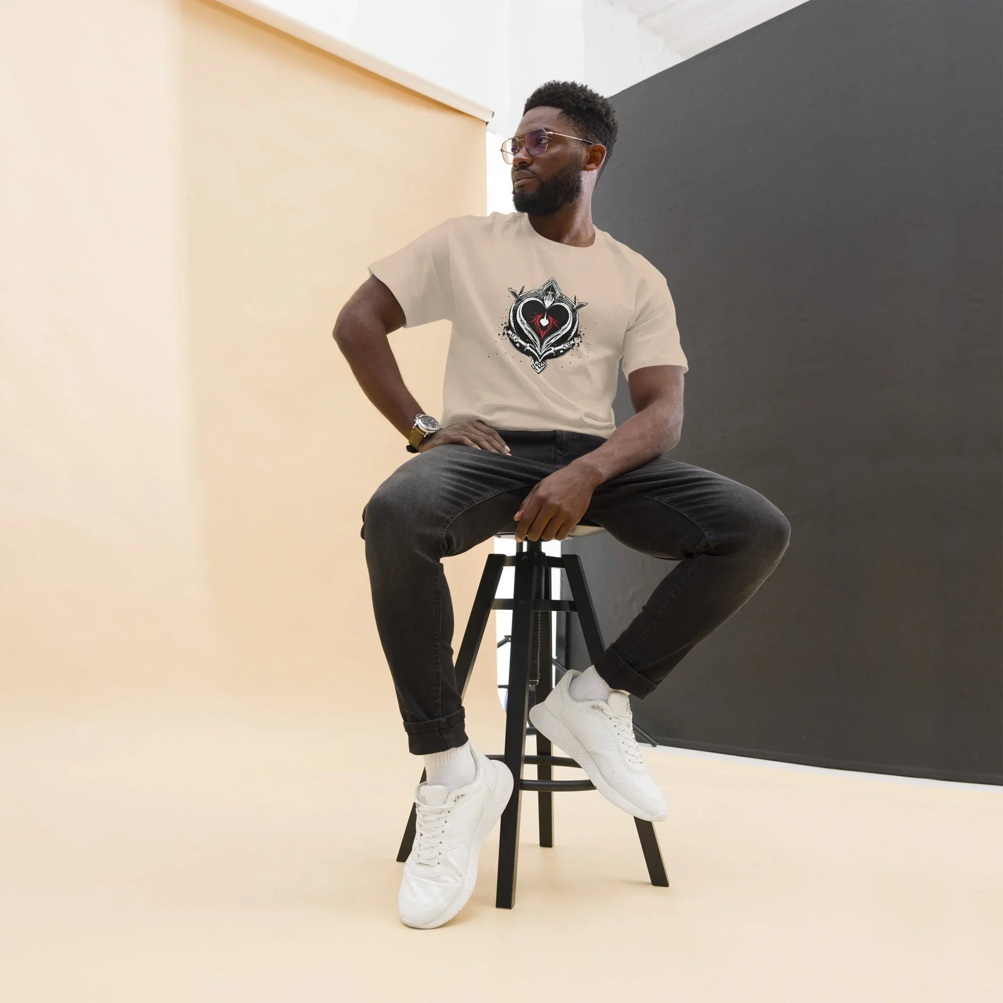 Men's | Black Heart Candle Classic Tee Sand t-shirt AwRans Clothing mens-classic-tee-sand-front-65f2ad6d88eed