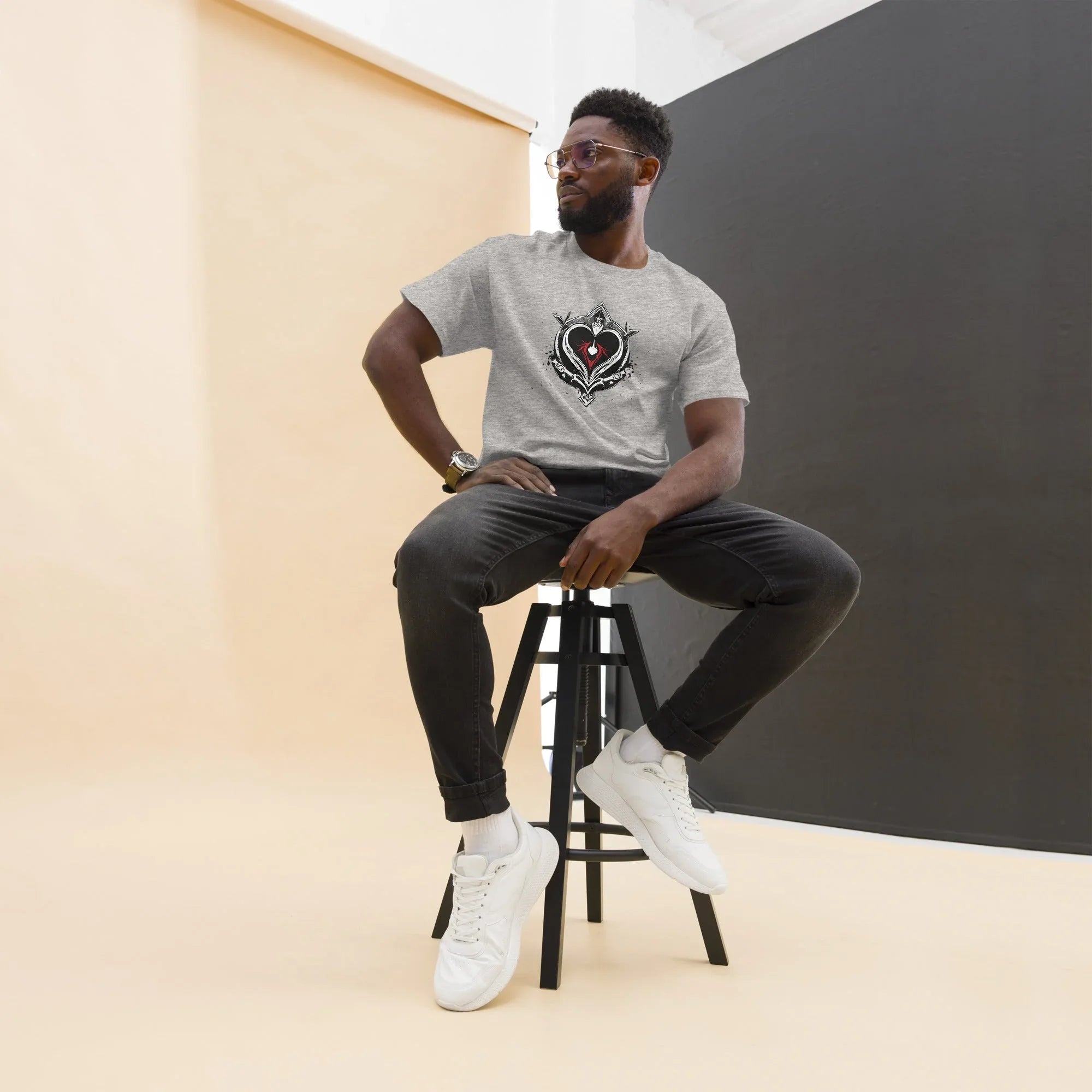 Men's | Black Heart Candle Classic Tee Sport Grey t-shirt AwRans Clothing mens-classic-tee-sport-grey-front-65f2ad6d8089c
