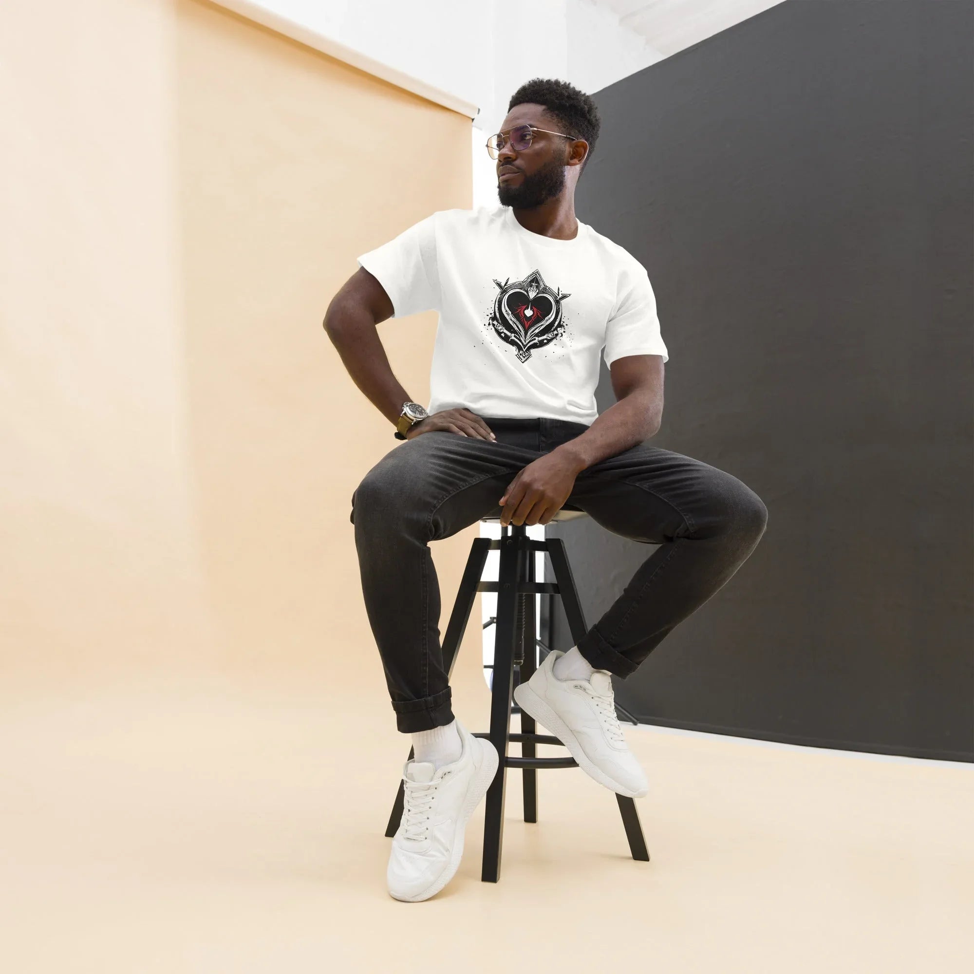 Men's | Black Heart Candle Classic Tee White t-shirt AwRans Clothing mens-classic-tee-white-front-65f2ad6dc24f3