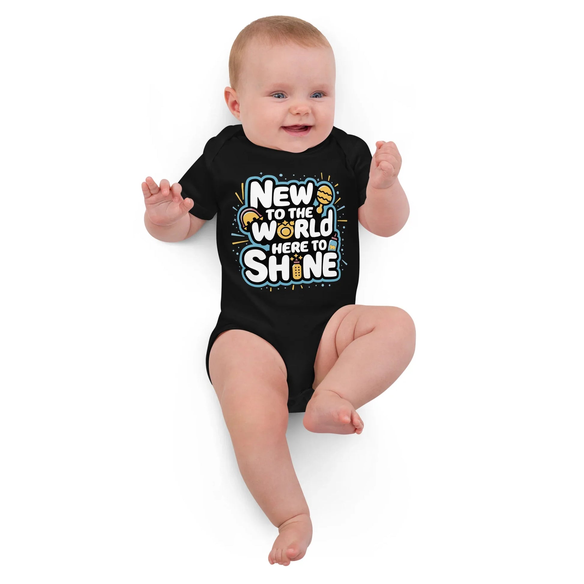 New To The World Here To Shine | Organic Cotton Baby Bodysuit - AwRans Clothing