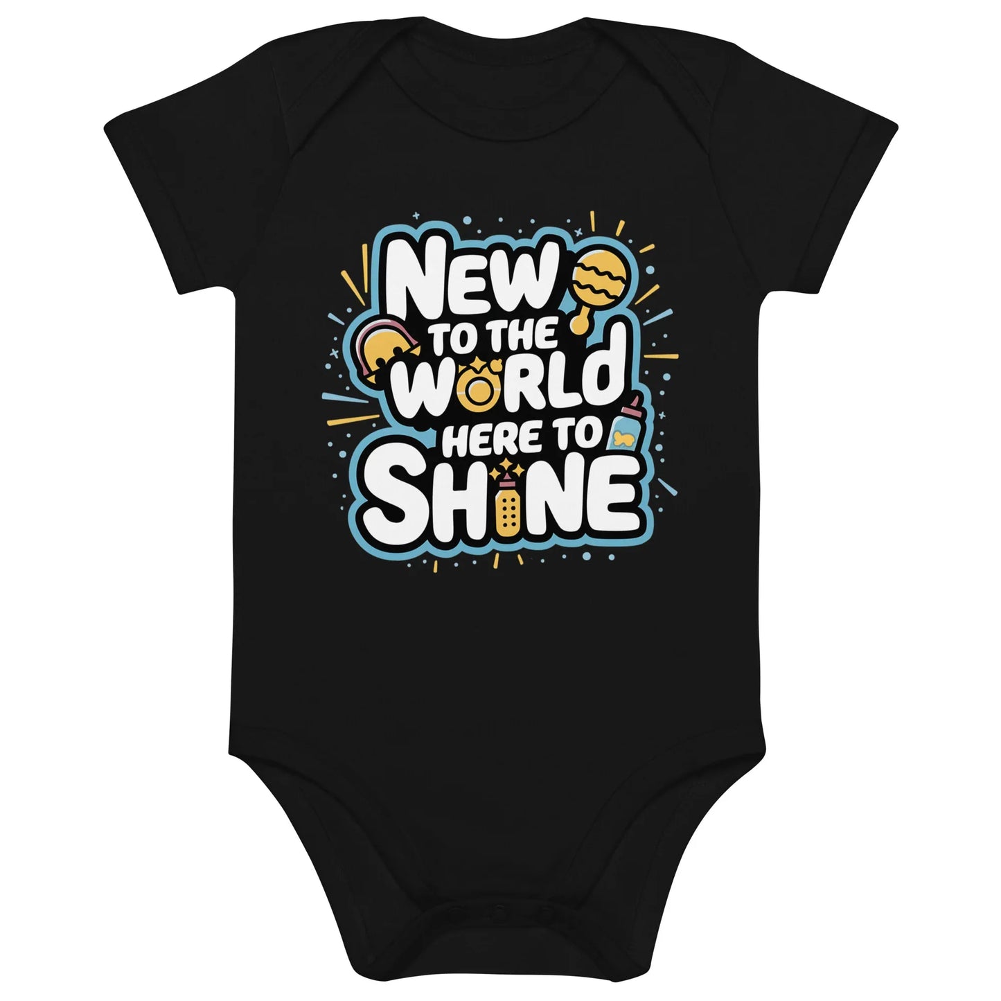 New To The World Here To Shine | Organic Cotton Baby Bodysuit - AwRans Clothing