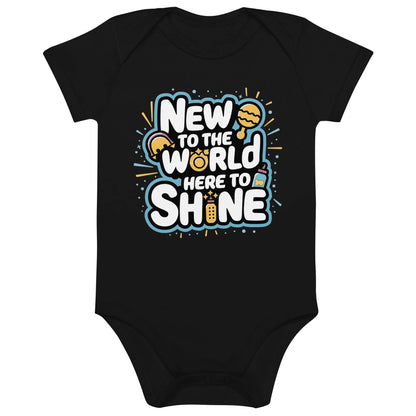 New To The World Here To Shine | Organic Cotton Baby Bodysuit - AwRans Clothing
