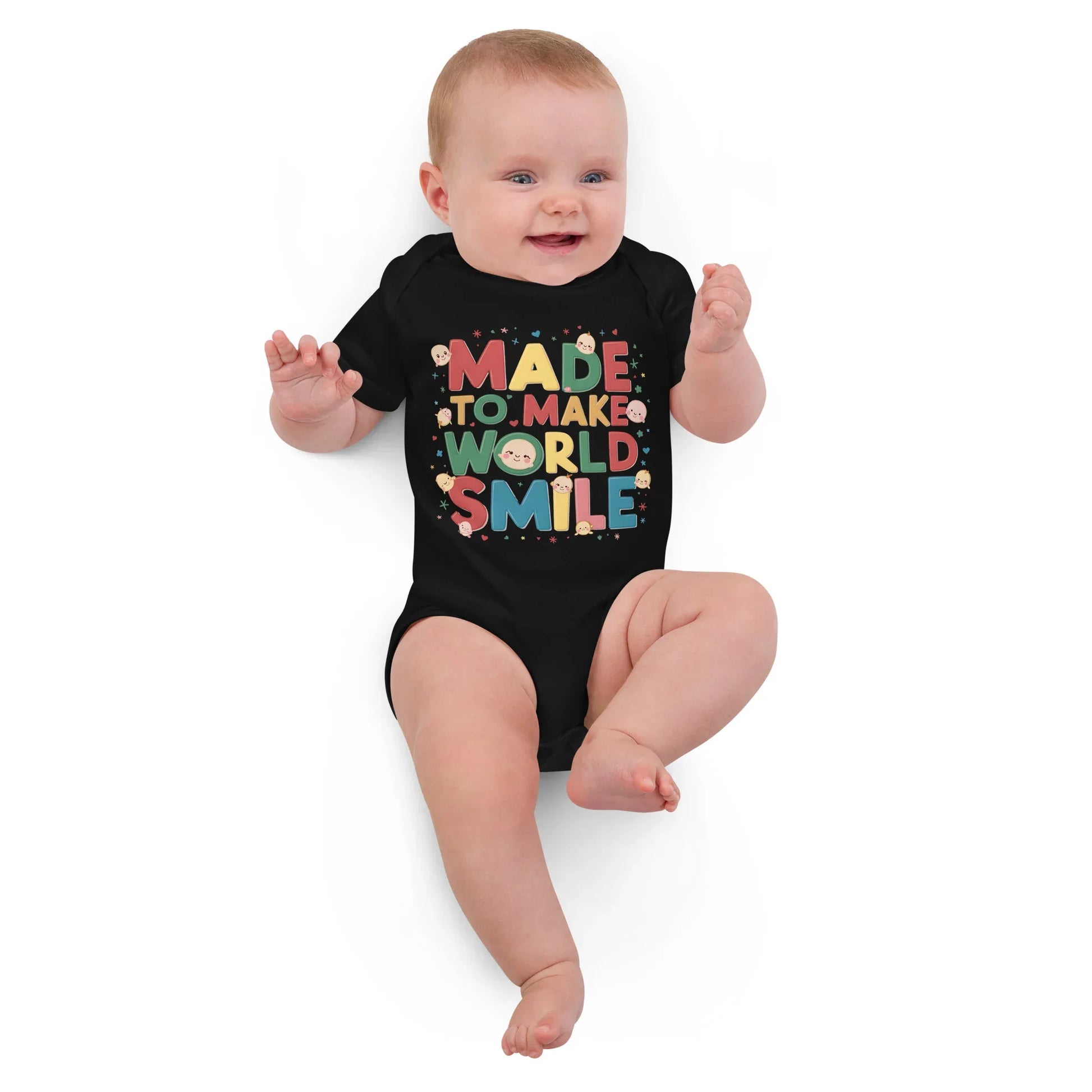 Made To Make World Smile | Organic Cotton Baby Bodysuit - AwRans Clothing
