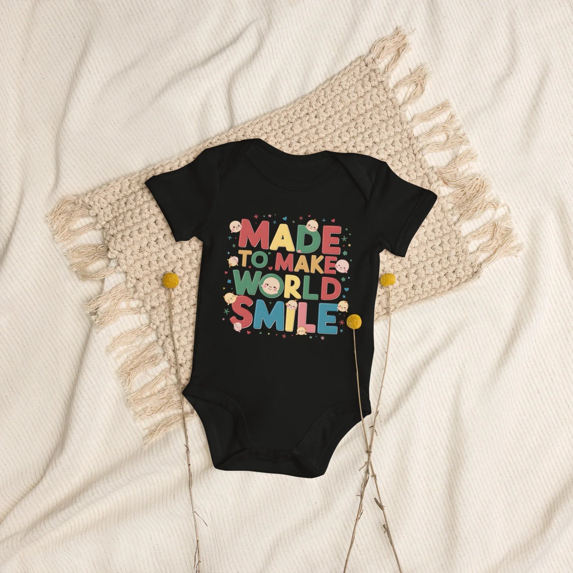 Made To Make World Smile | Organic Cotton Baby Bodysuit - AwRans Clothing