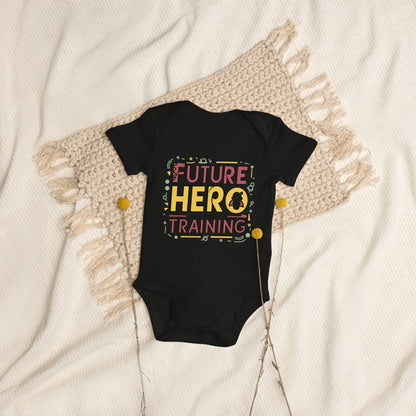 Future Hero In Training | Organic Cotton Baby Bodysuit - AwRans Clothing