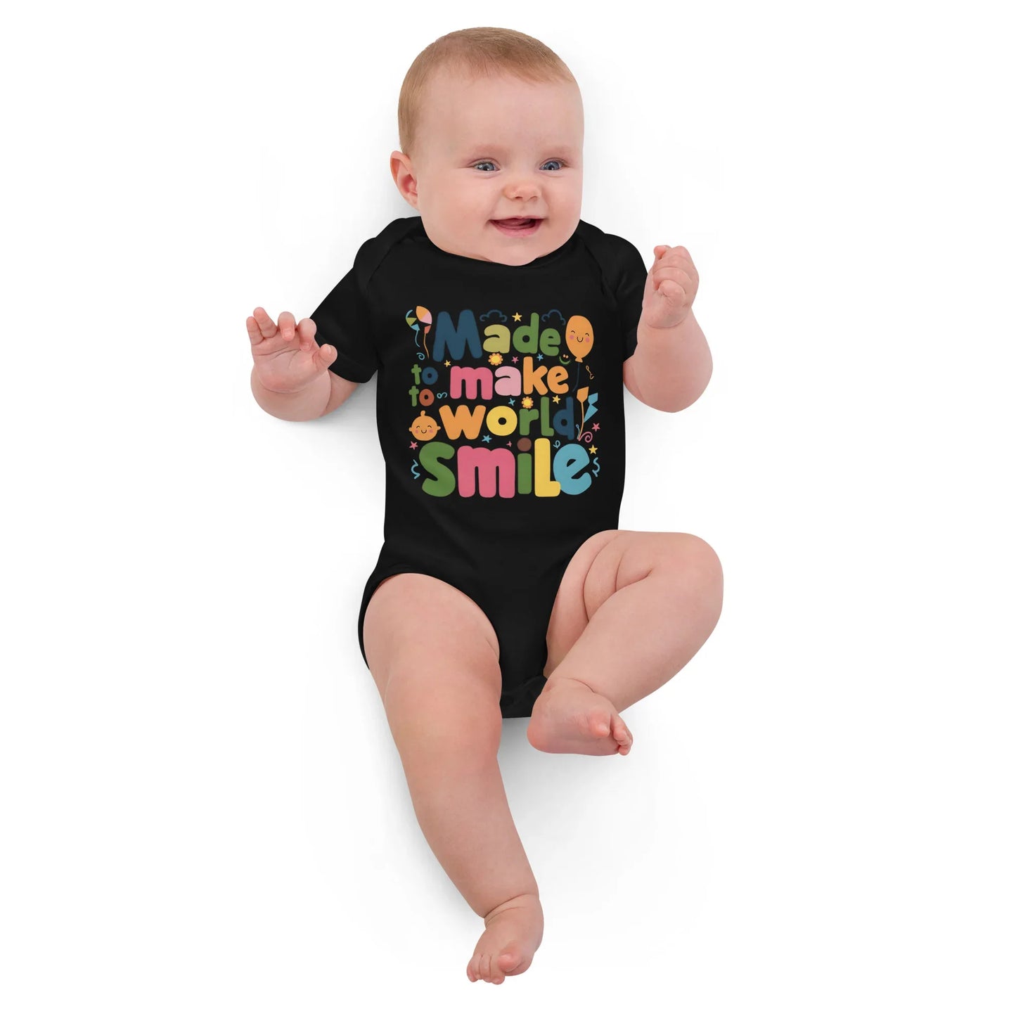 Made To Make World Smile | Organic Cotton Baby Bodysuit - AwRans Clothing