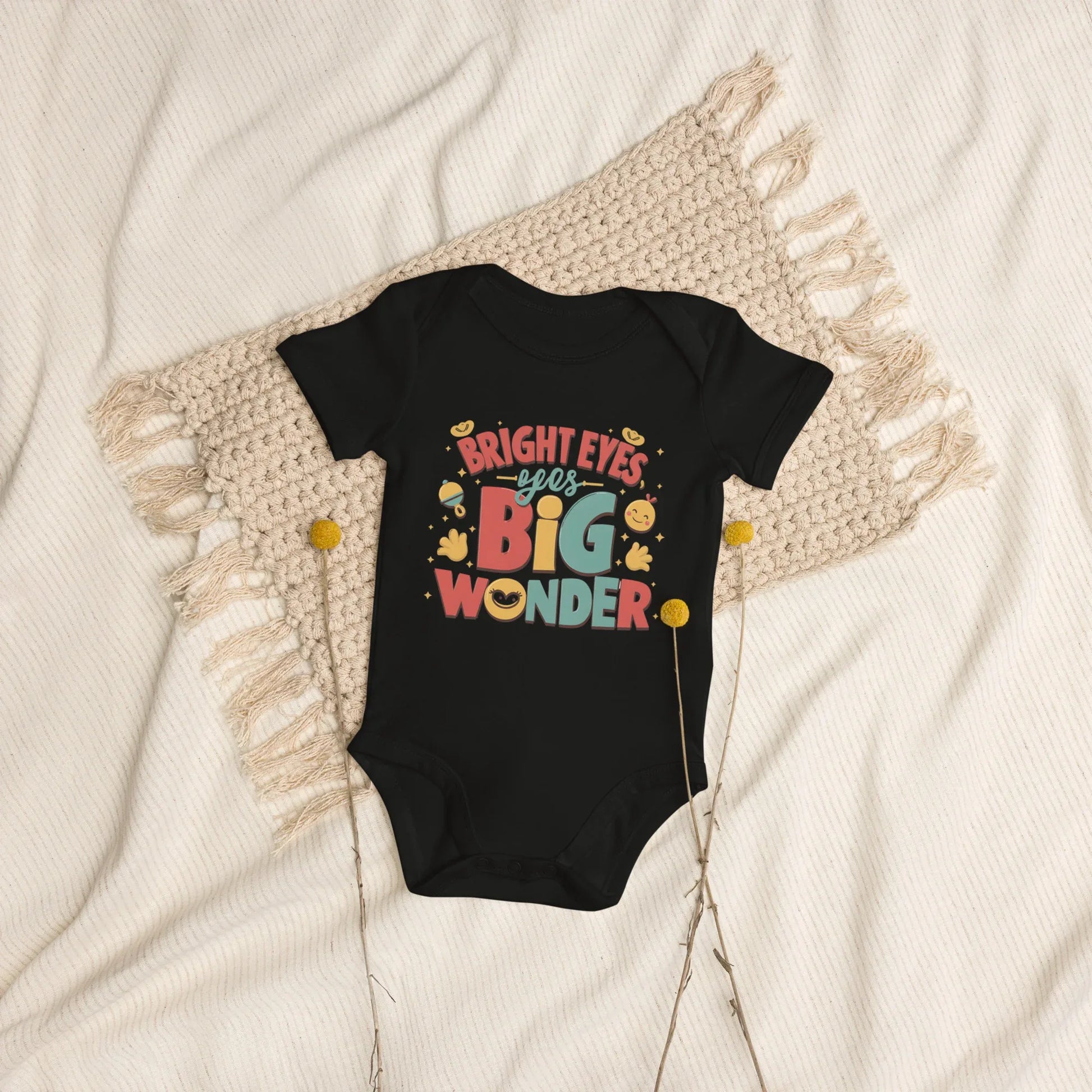 Bright Eyes Big Wonder | Organic Cotton Baby Bodysuit - AwRans Clothing
