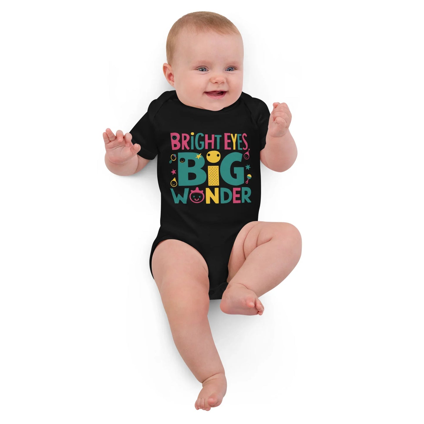 Bright Eyes Big Wonder | Organic Cotton Baby Bodysuit - AwRans Clothing