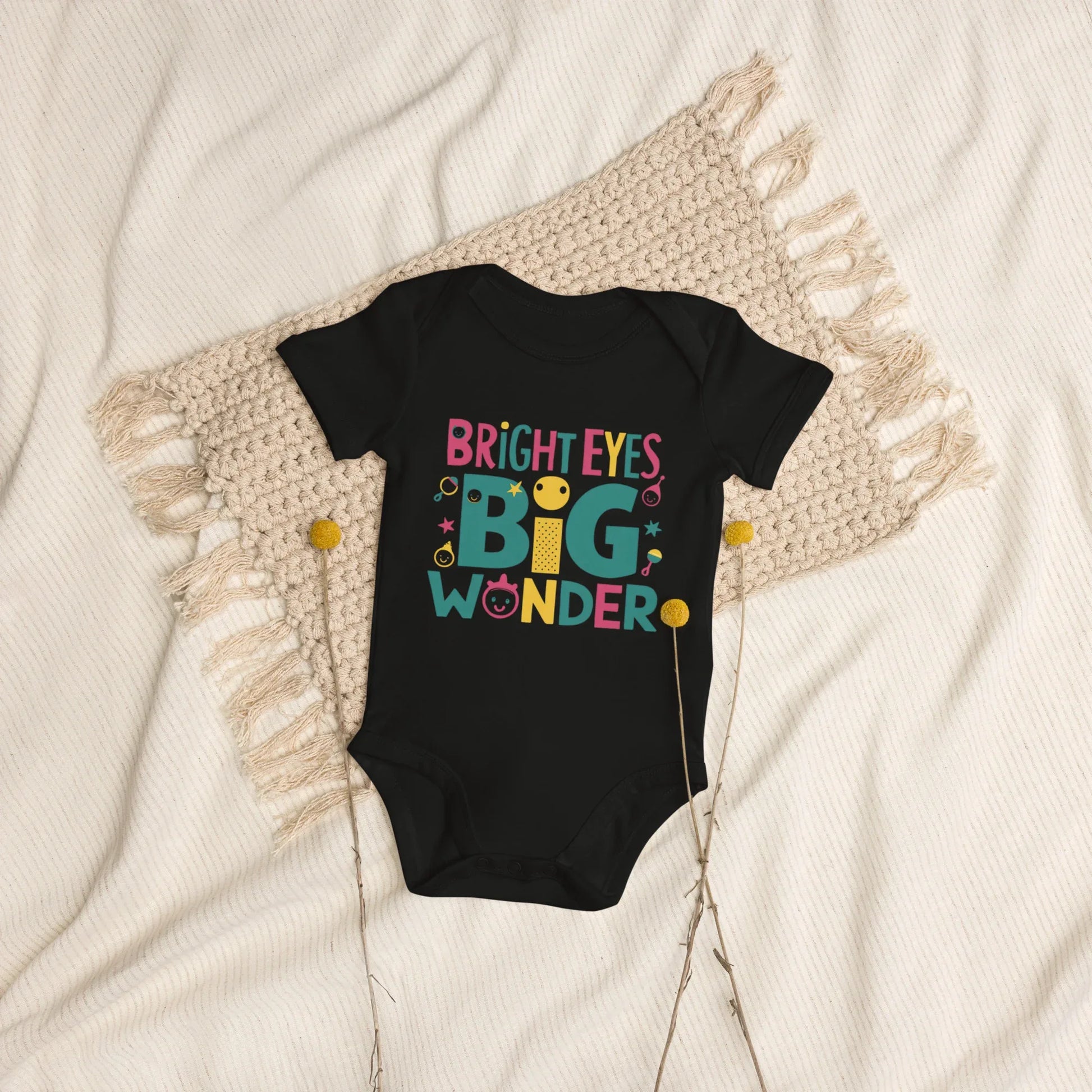 Bright Eyes Big Wonder | Organic Cotton Baby Bodysuit - AwRans Clothing