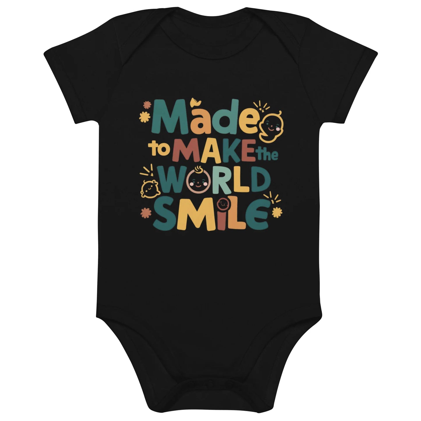 Made To Make World Smile | Organic Cotton Baby Bodysuit - AwRans Clothing