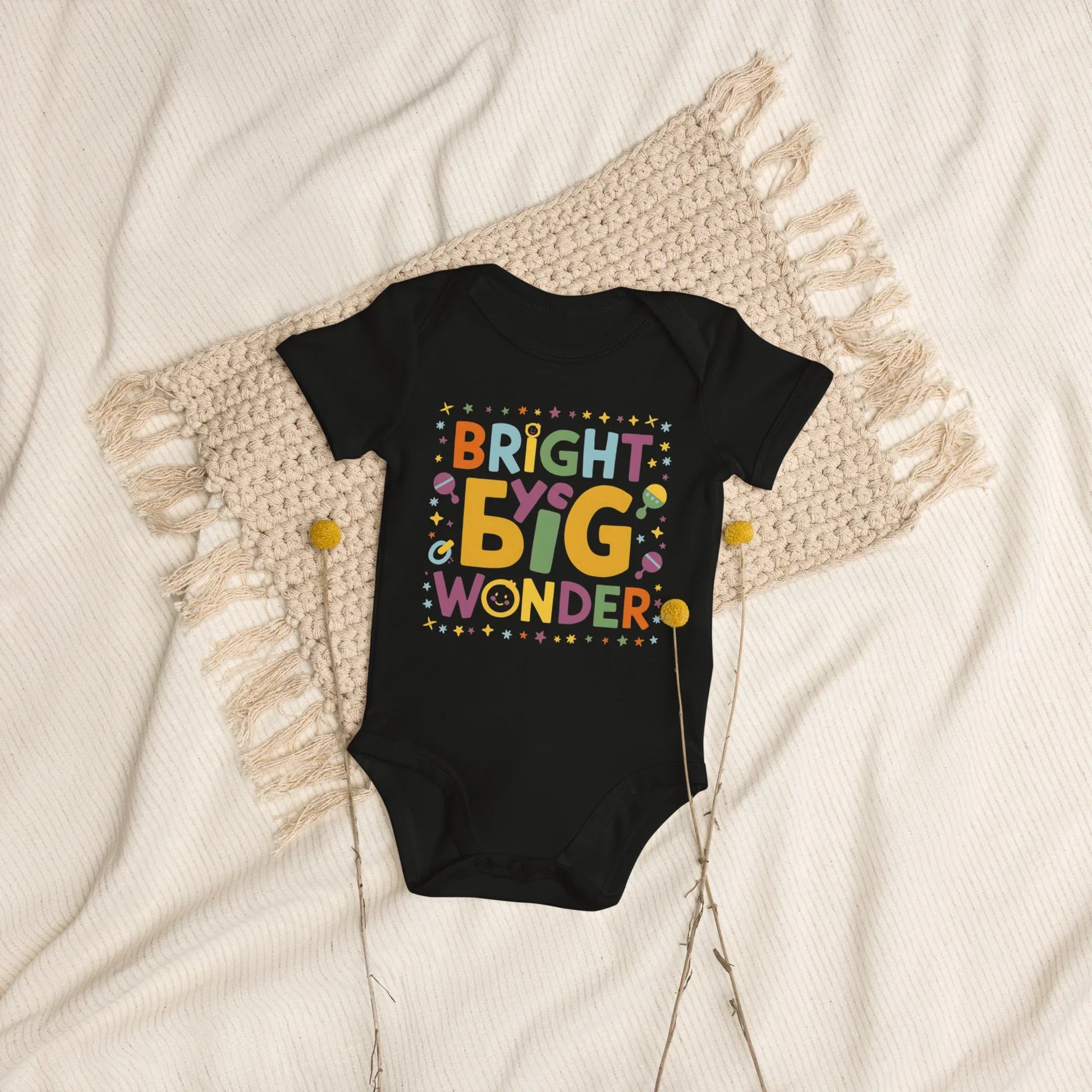 Bright Eyes Big Wonder | Organic Cotton Baby Bodysuit - AwRans Clothing