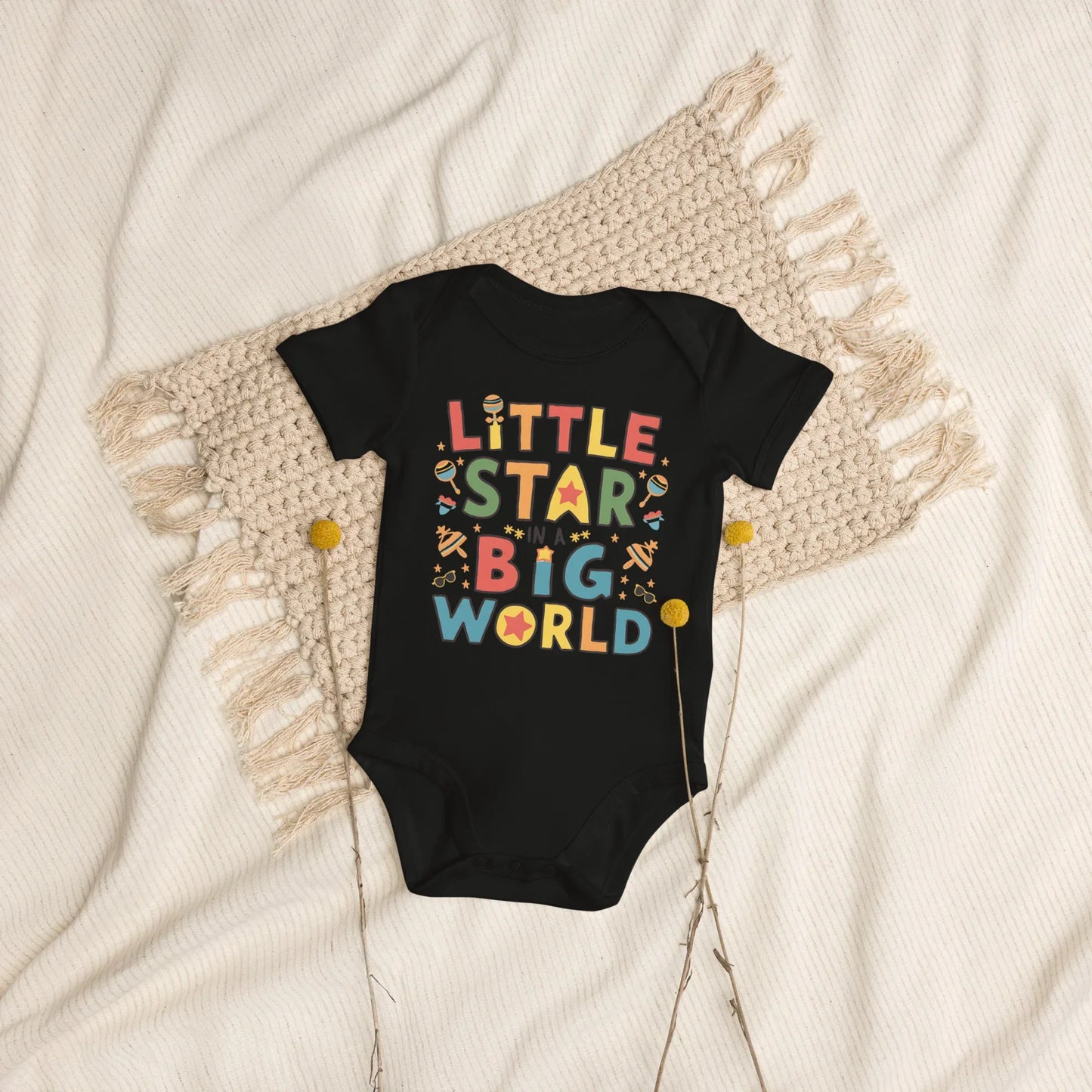 Little Star Big World | Organic Cotton Baby Bodysuit - AwRans Clothing