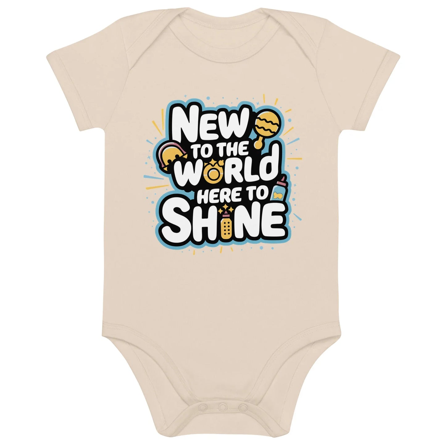 New To The World Here To Shine | Organic Cotton Baby Bodysuit - AwRans Clothing