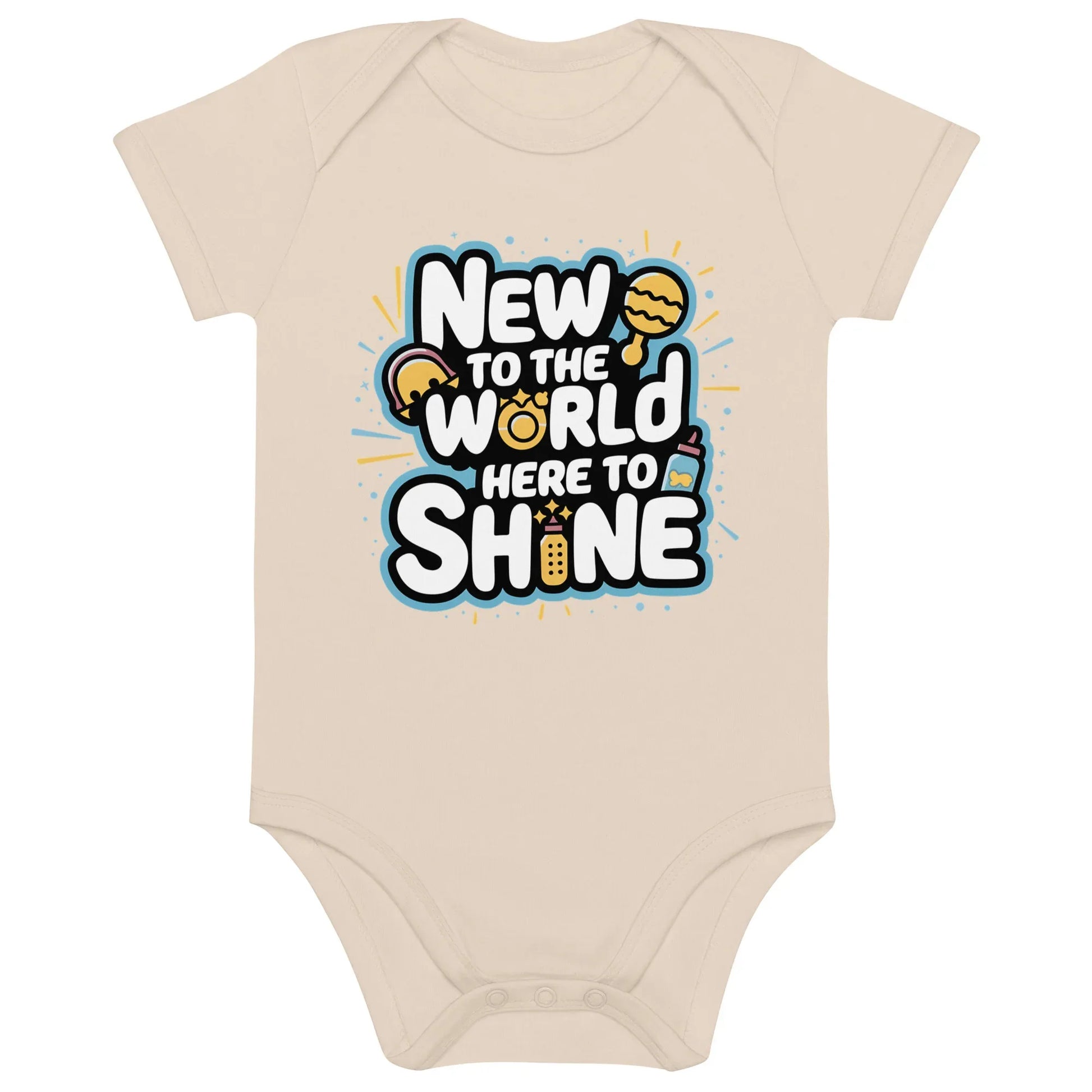 New To The World Here To Shine | Organic Cotton Baby Bodysuit - AwRans Clothing