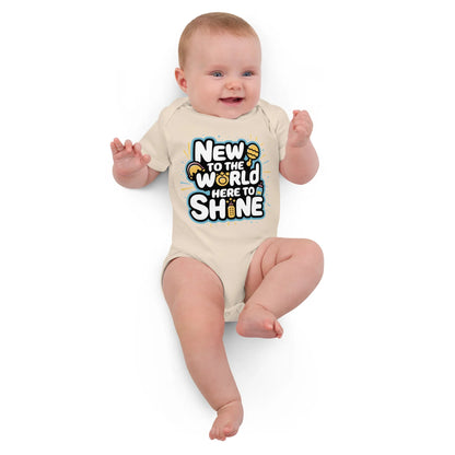 New To The World Here To Shine | Organic Cotton Baby Bodysuit - AwRans Clothing