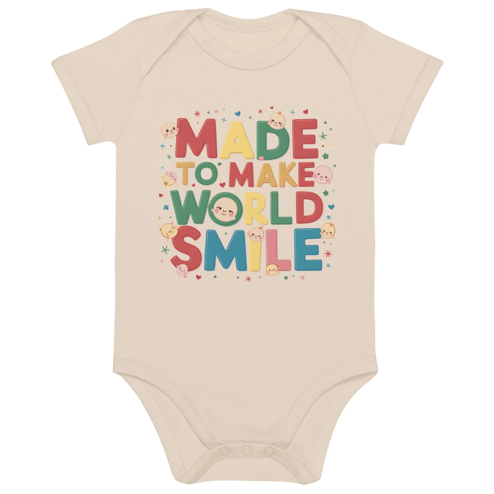 Made To Make World Smile | Organic Cotton Baby Bodysuit - AwRans Clothing