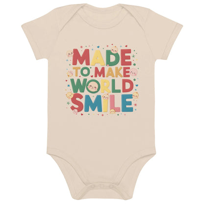 Made To Make World Smile | Organic Cotton Baby Bodysuit - AwRans Clothing