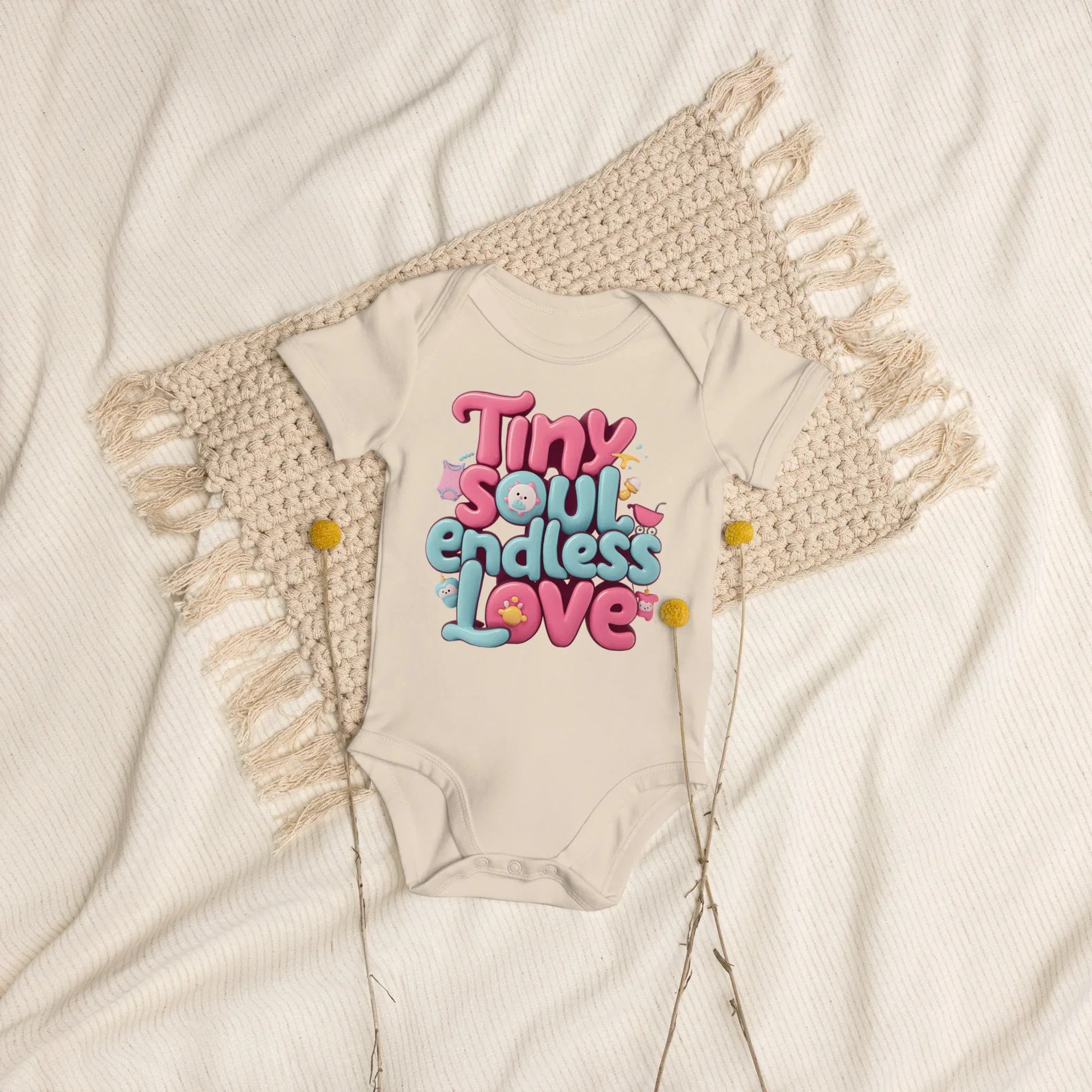 Tiny Soul Endless Love | Organic Cotton Baby Bodysuit - AwRans Clothing